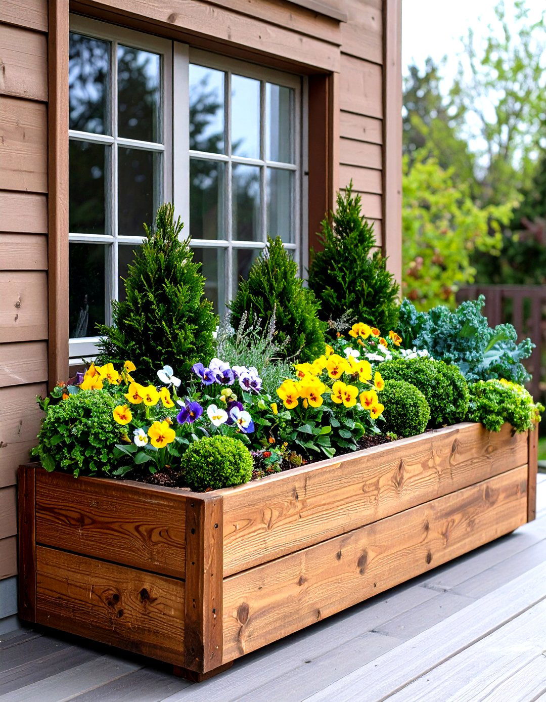 Evergreen and Winter Transition Fall Window Box - 20 Fall Window Box Ideas
