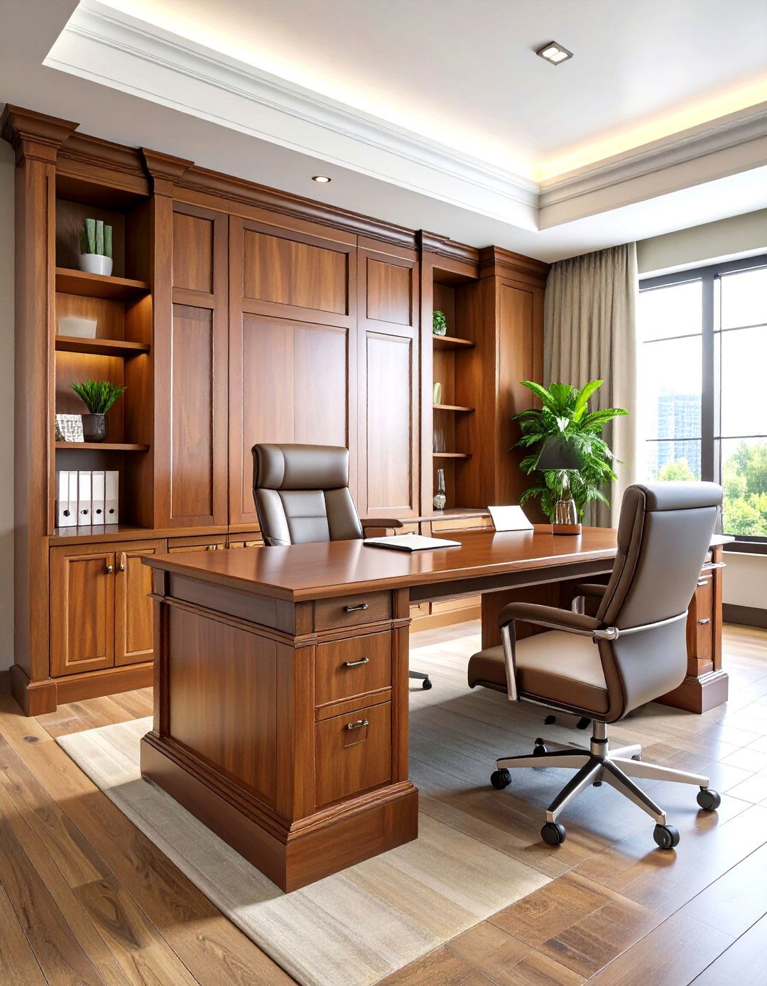 Executive Paneled Wall Desk - 20 Built-in Desk Ideas
