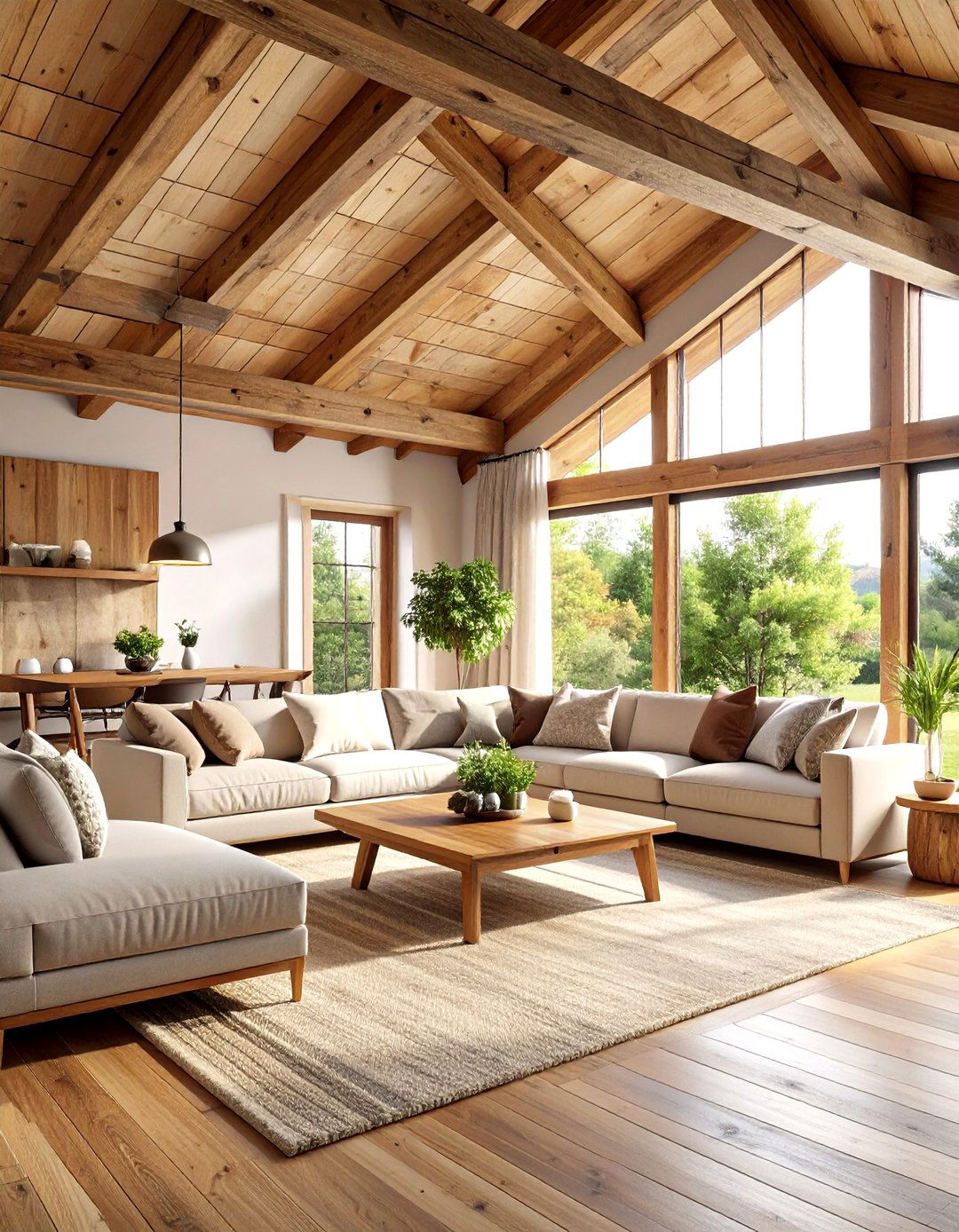 Expose Natural Wood Ceiling Beams for Country Living Room Character - 20 Country Living Room Ideas