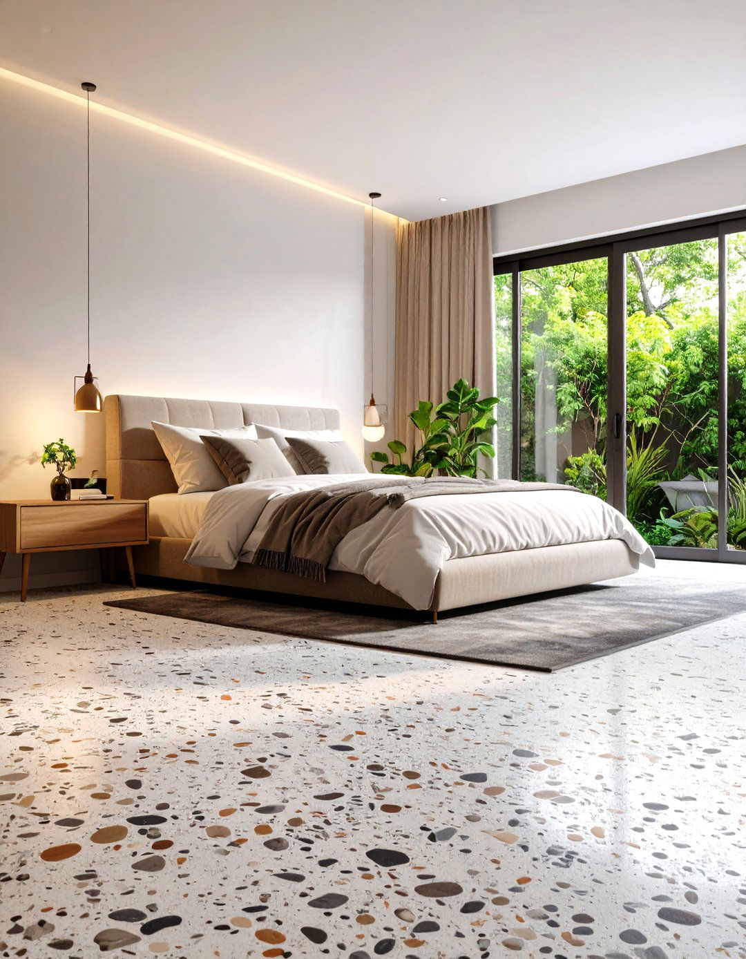 Exposed Aggregate Concrete Floor Bedroom Design - 20 Concrete Floor Bedroom Ideas