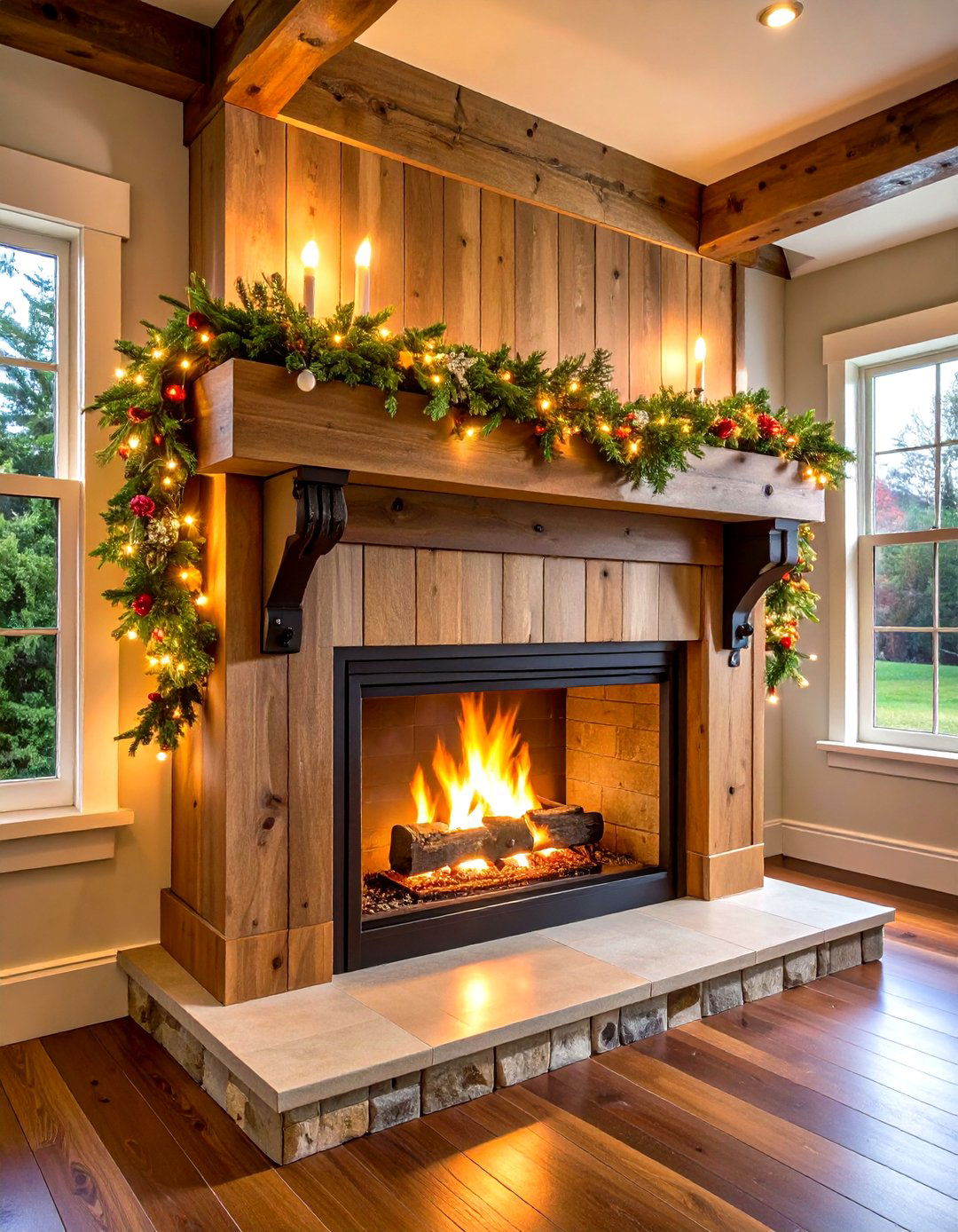 Exposed Beam Fireplace Mantel Design - 20 Farmhouse Fireplace Ideas