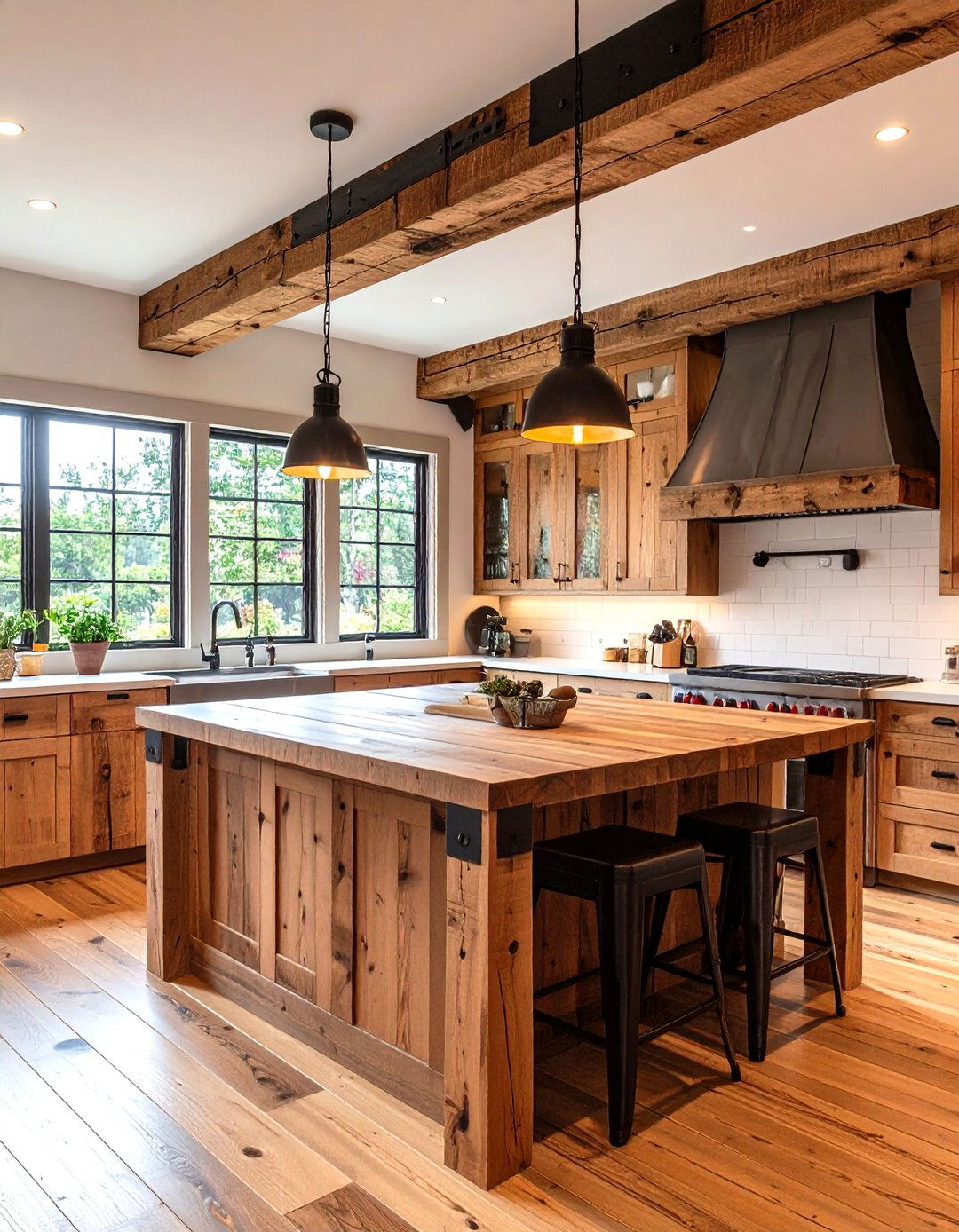 Exposed Beam Kitchen Island - 20 Rustic Kitchen Island Ideas
