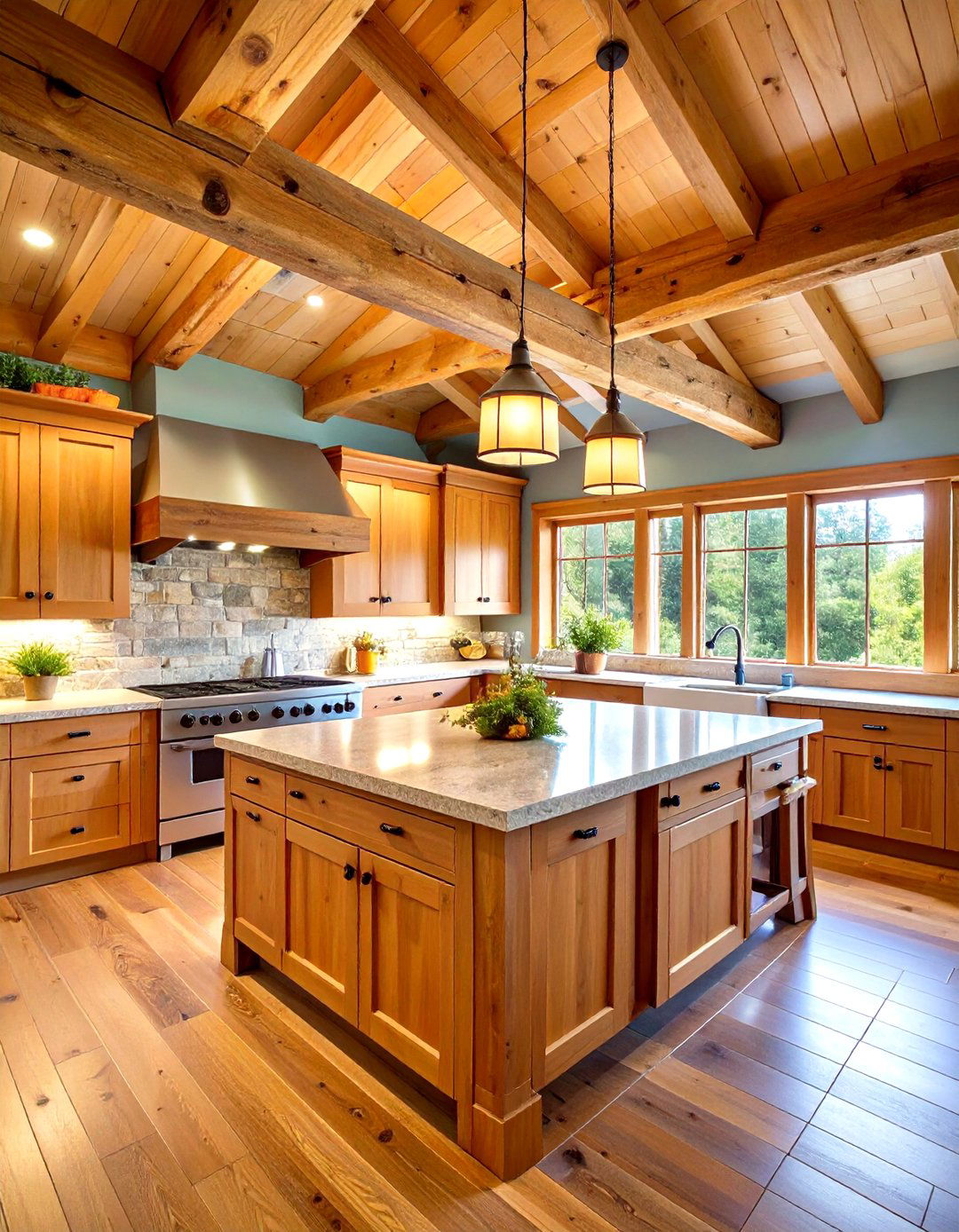 Exposed Beam Log Cabin Kitchen Design - 20 Log Cabin Kitchen Design Ideas