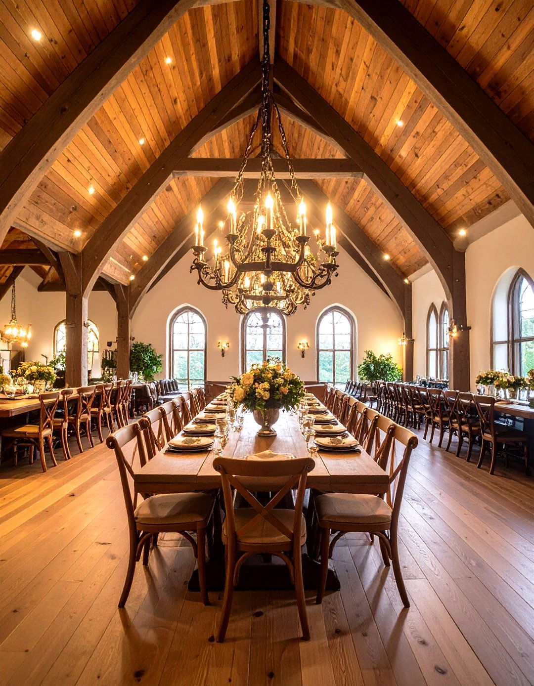 Exposed Beam Rustic Dining Room Cathedral - 20 Rustic Dining Room Ideas