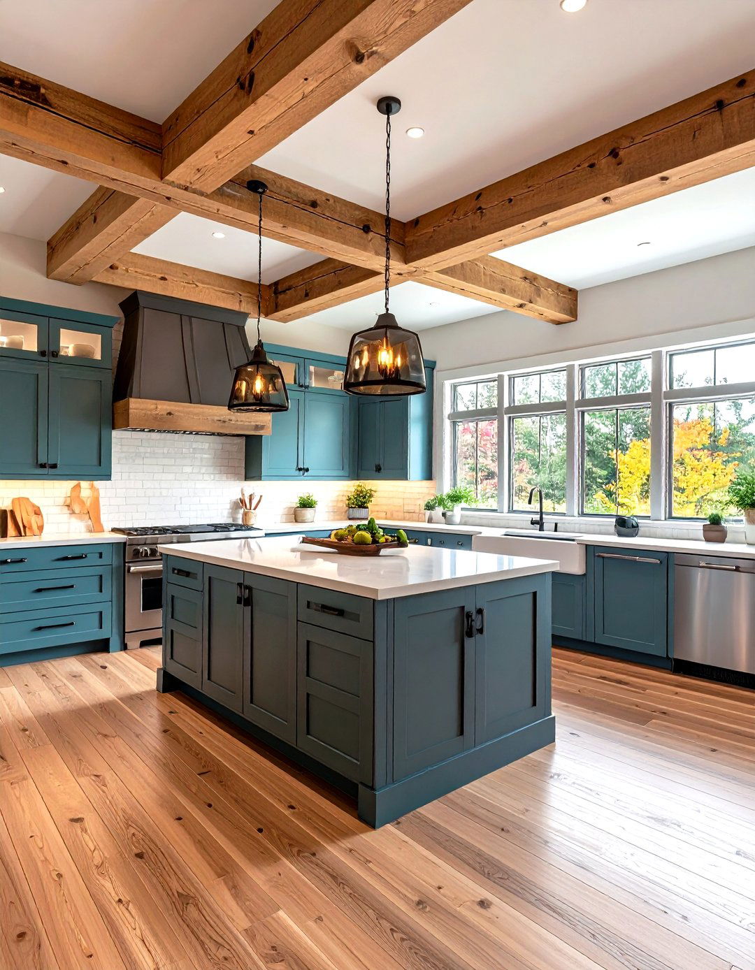 Exposed Beam Transitional Kitchen with Rustic Elements - 20 Transitional Kitchen Ideas