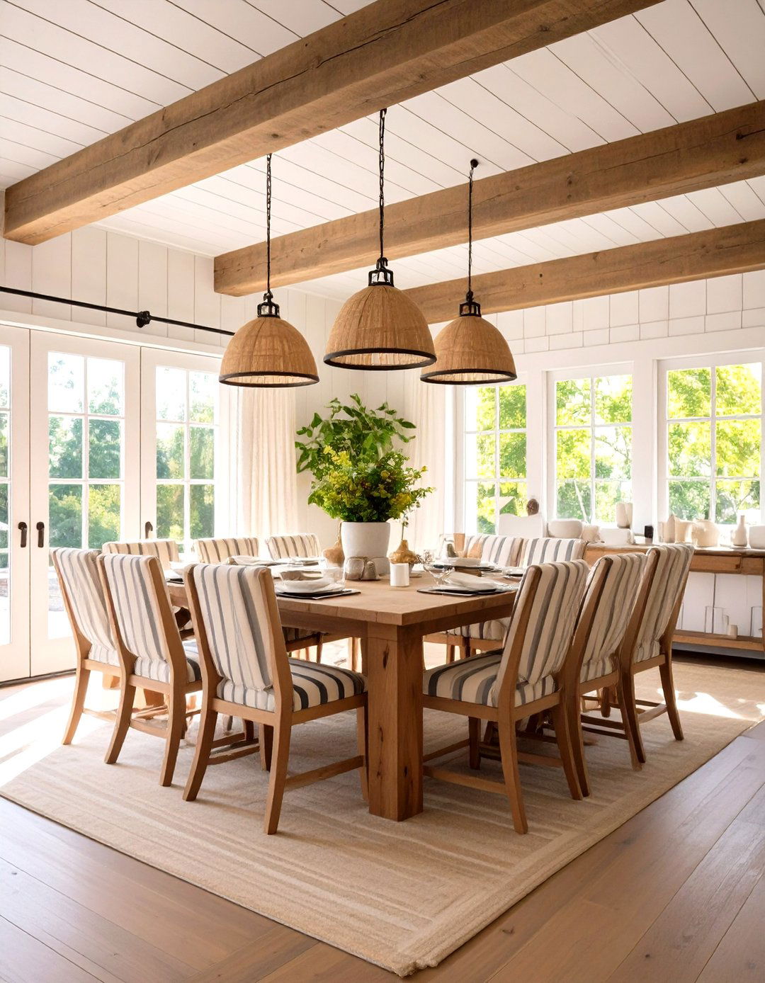 Exposed Beams and Shiplap Ceiling Add Texture - 20 French Country Dining Room Ideas