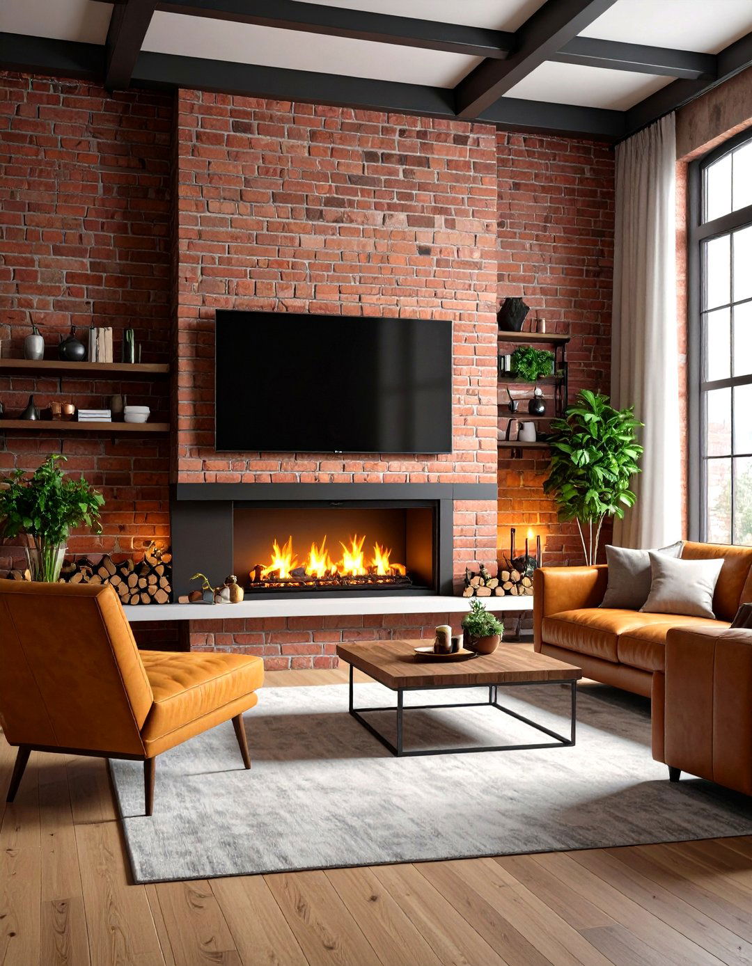 Exposed Brick Surround - 20 Tv Over Fireplace Ideas