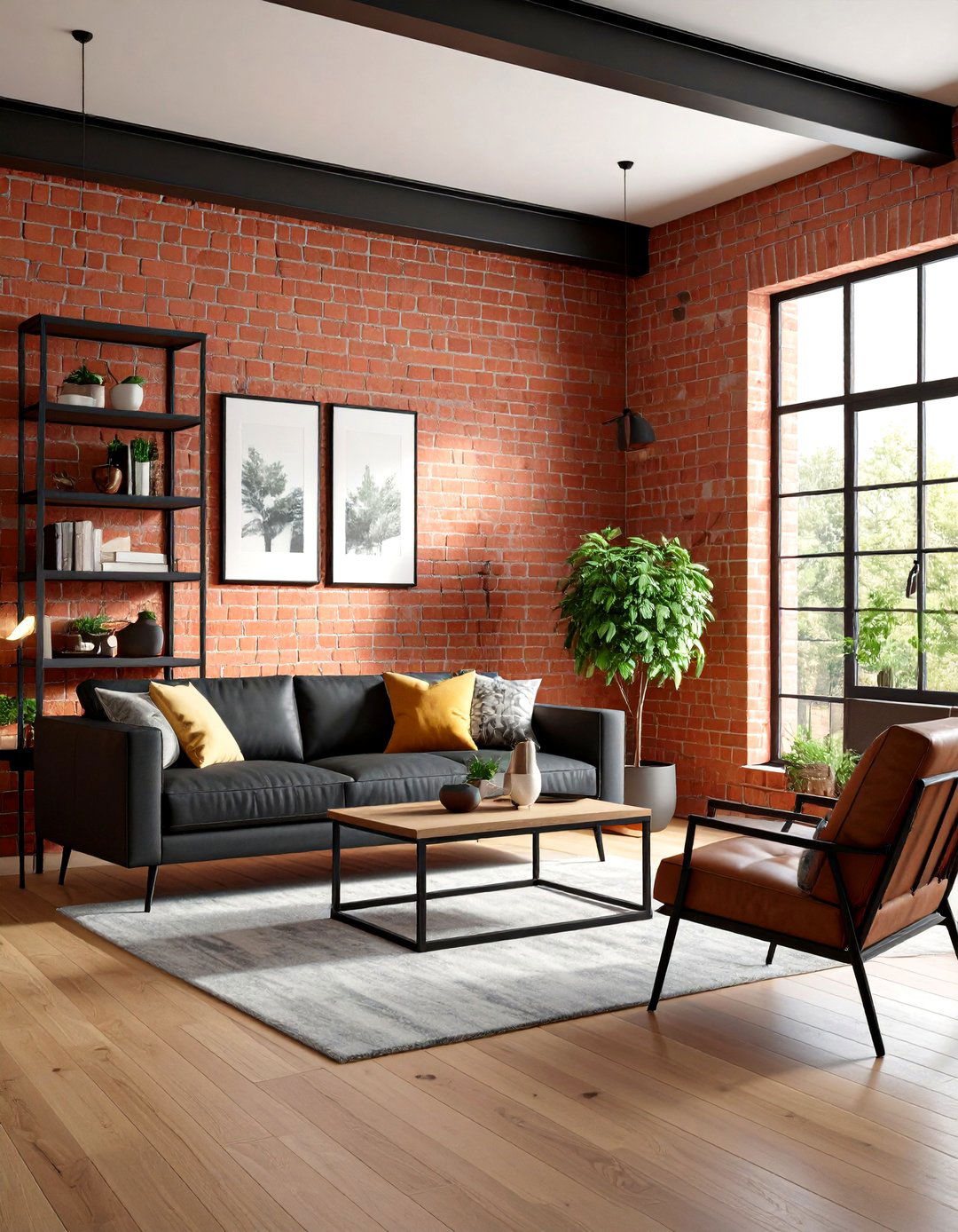 Exposed Brick or Faux Concrete Feature Wall for Grunge Room Decor - 20 Grunge Aesthetic Room Decor Ideas