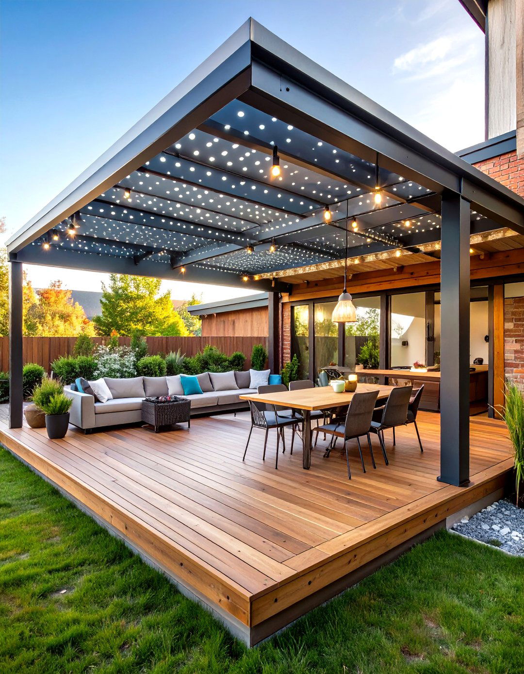 Exposed Industrial Steel Joist Patio Ceiling - 20 patio ceiling ideas