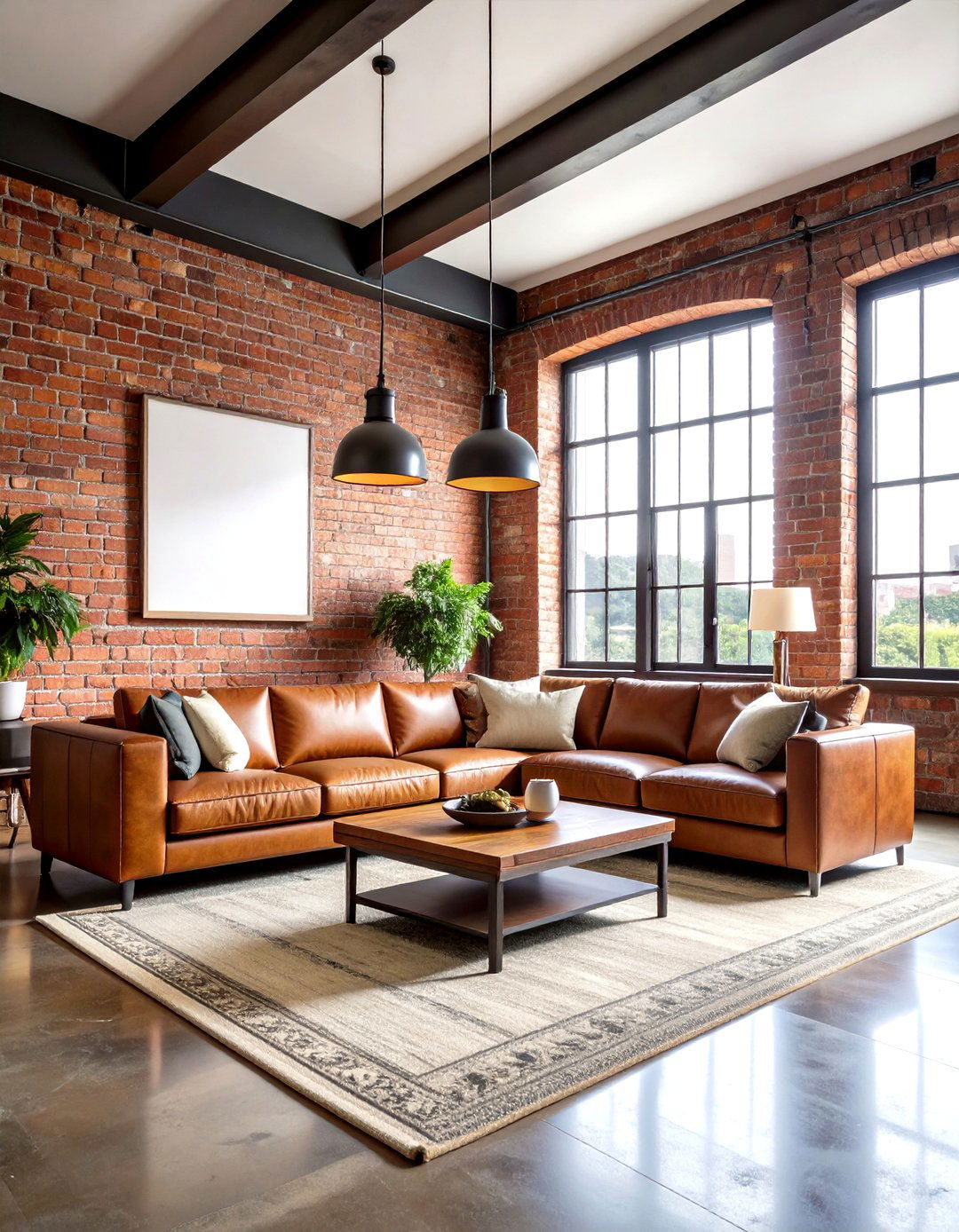 Exposed Red Brick Loft Style Living Room - 20 Loft-style Living Room Ideas