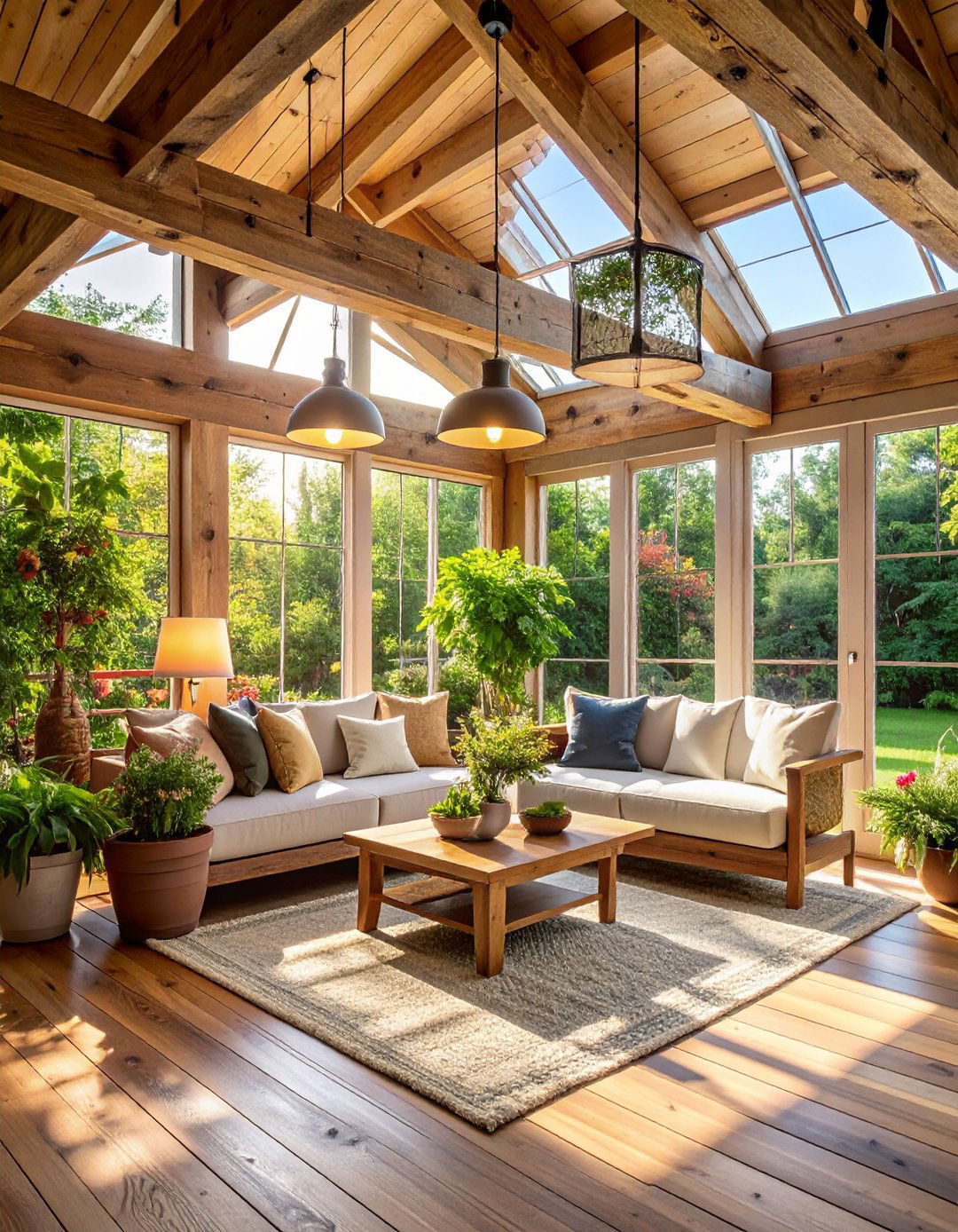 Exposed Wooden Beams in Your Rustic Sunroom - 20 Rustic Sunroom Ideas