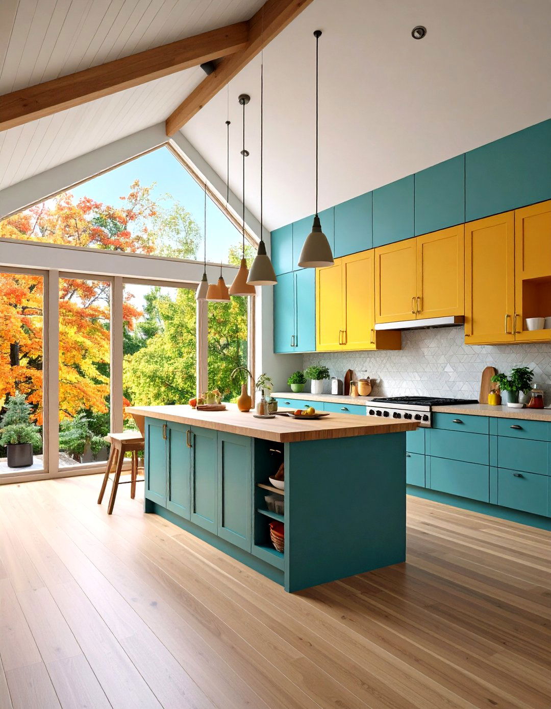 Extend Cabinets to the Peak on One Side - 20 Sloped Ceiling Kitchen Ideas