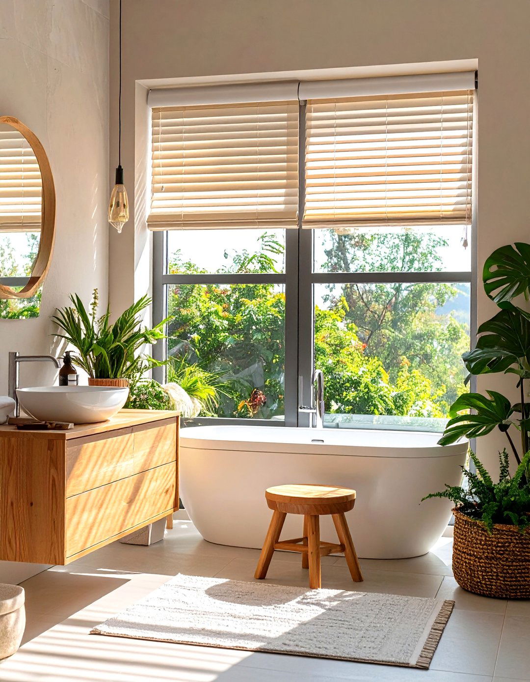 Exterior Venetian Awnings Deflect Glare Before It Enters - 20 Bathroom Window Treatment Ideas