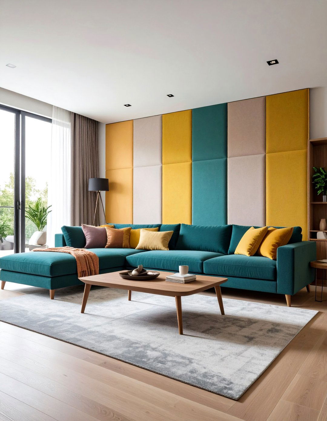 Fabric Covered Basement Accent Wall Softens Acoustics - 20 Basement Accent Wall Ideas
