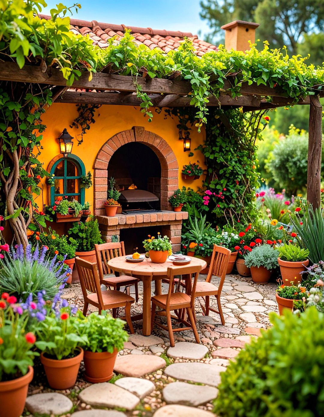 Fairy Garden Pizza Oven Courtyard - 20 Fairy Garden Ideas