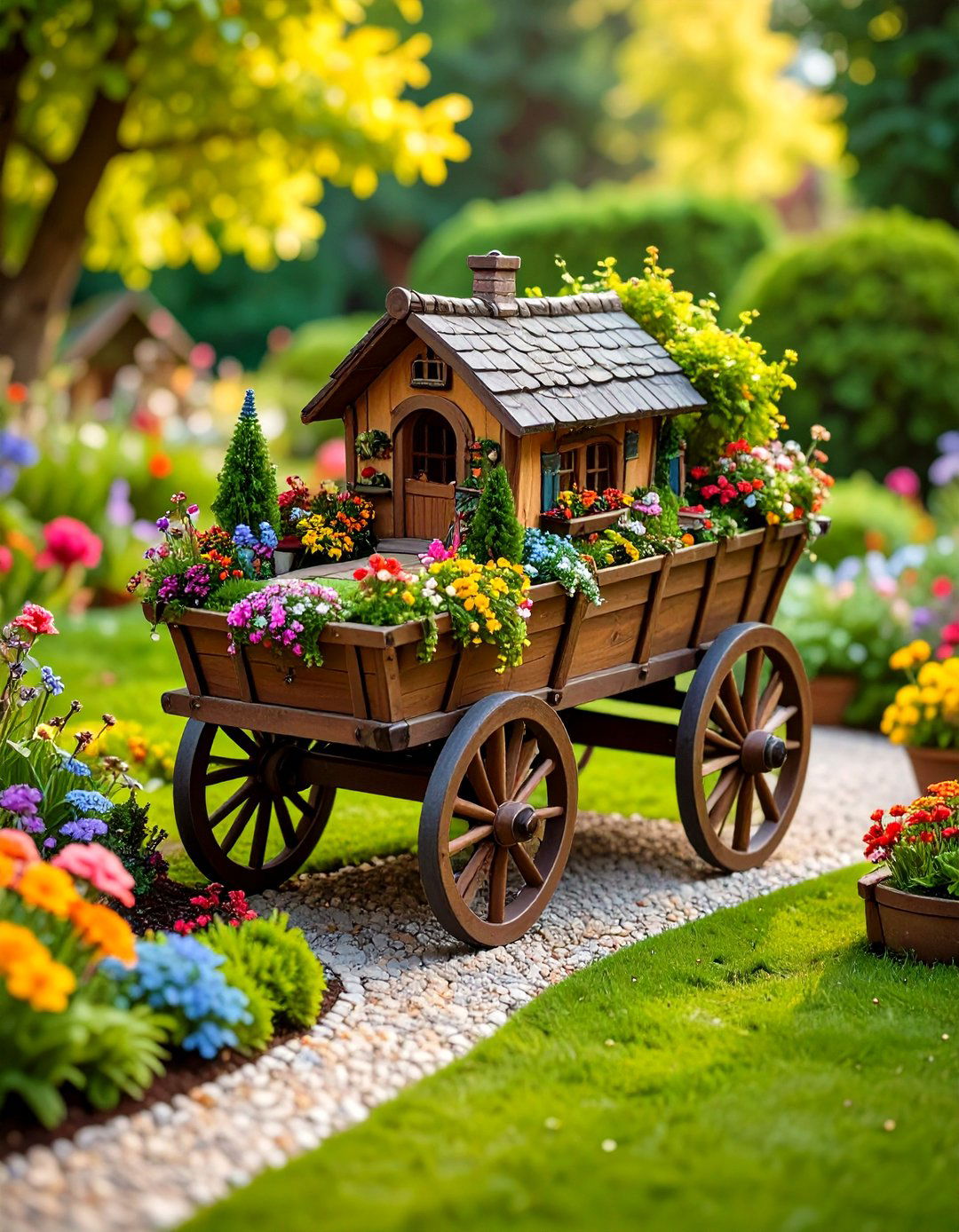 Fairy Garden in a Wagon Display - 20 Fairy Garden Ideas