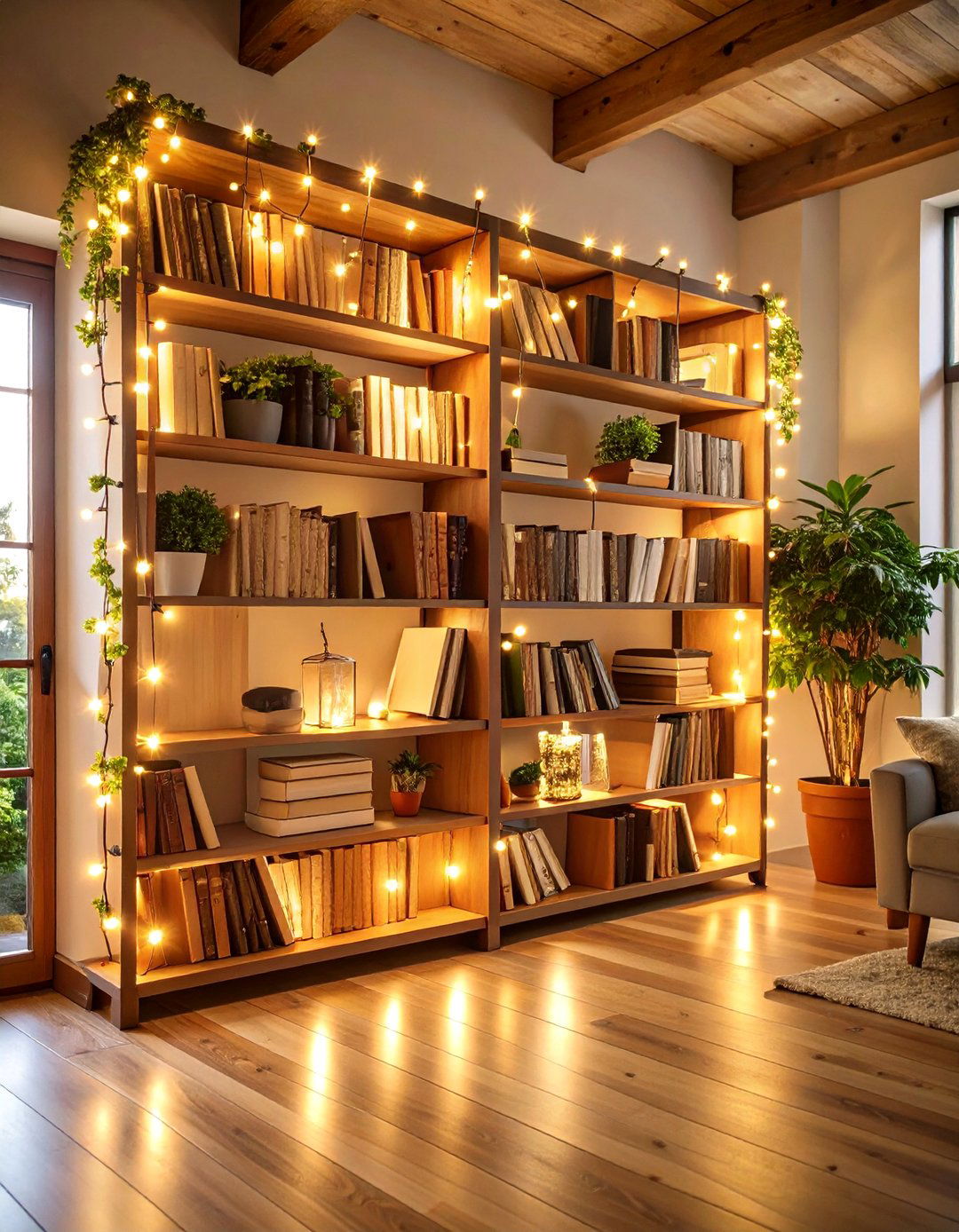Fairy Light Bookshelf Lighting - 20 Bookshelf Lighting Ideas