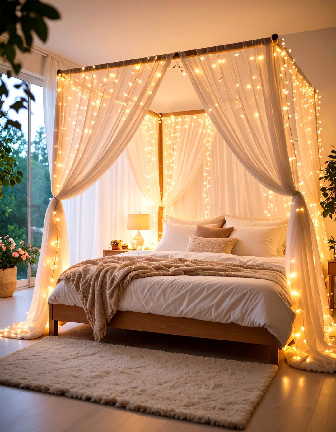 Fairy Light Canopy Bed - 20 Canopy Bed Ideas