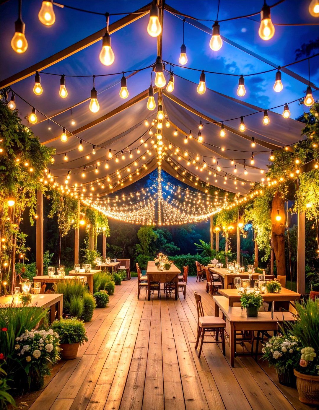 Fairy Light Canopy for Starlit Receptions - 20 Fairytale Wedding Ideas