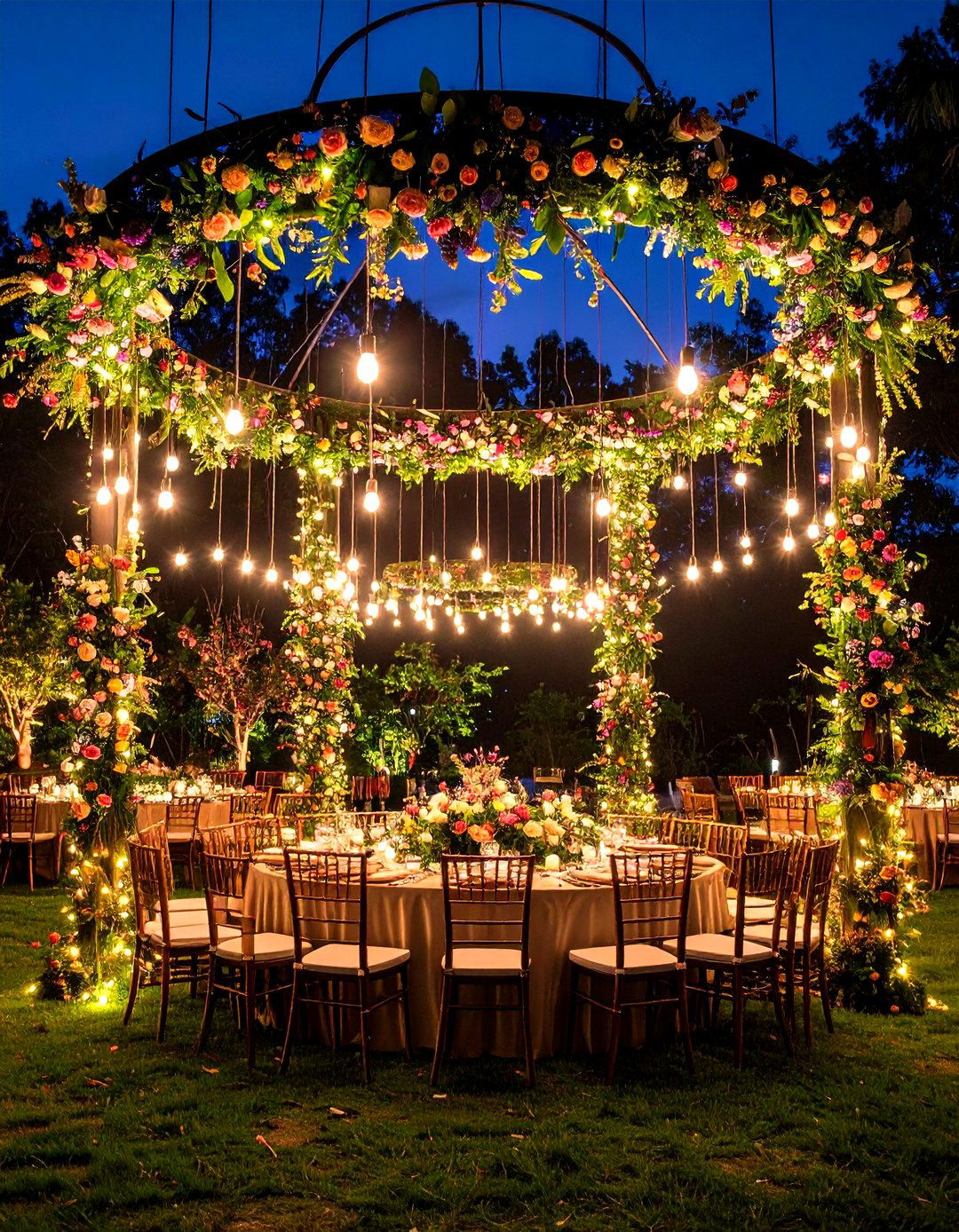 Fairy Lighted Hoop Wreaths - 20 Tall Wedding Centerpiece Ideas