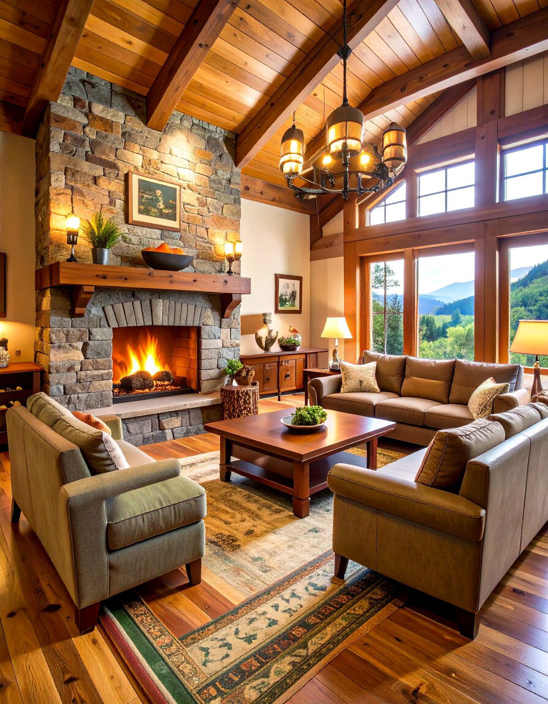 Family Friendly Game Cabin Living Room - 20 Cabin Living Room Ideas