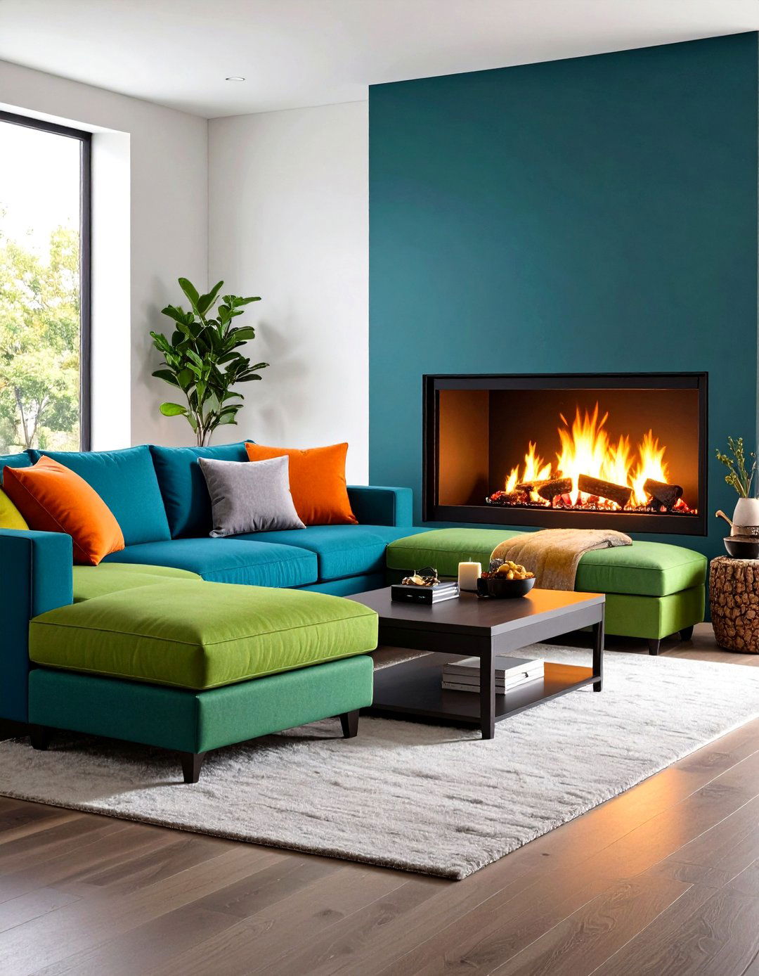 Family Friendly Sectional Fireplace Seating - 20 Fireplace Seating Ideas