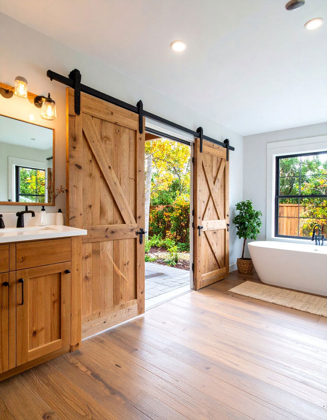 Farmhouse Bathroom Barn Door Design - 20 Farmhouse Bathroom Ideas