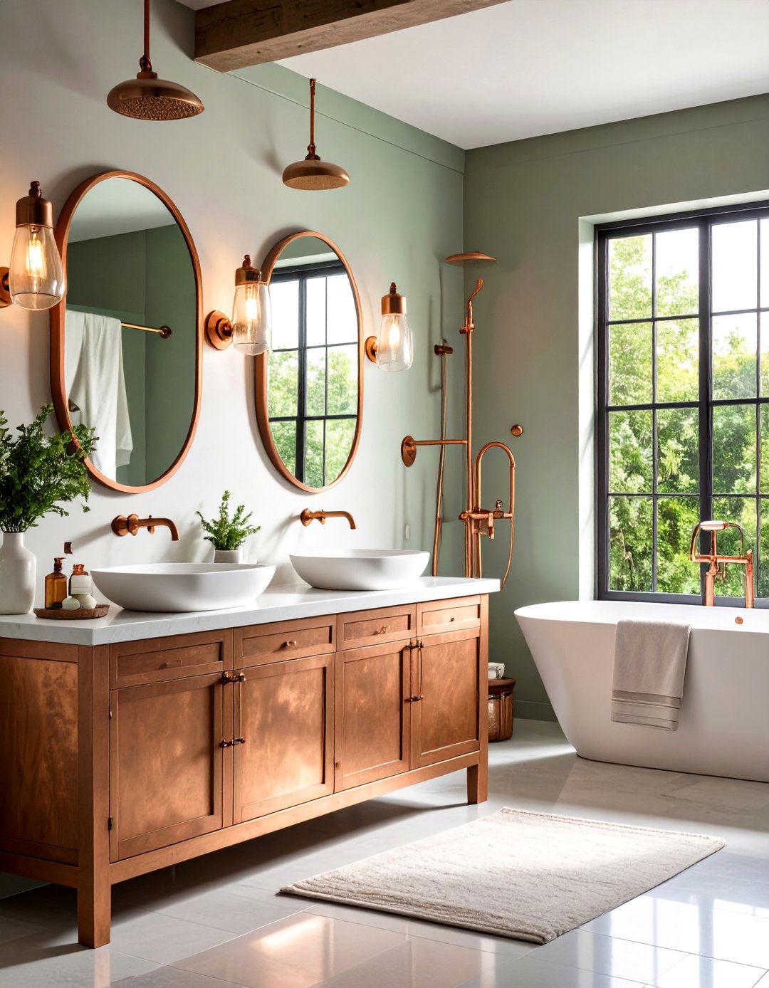Farmhouse Bathroom Copper Plumbing Fixtures - 20 Farmhouse Bathroom Ideas