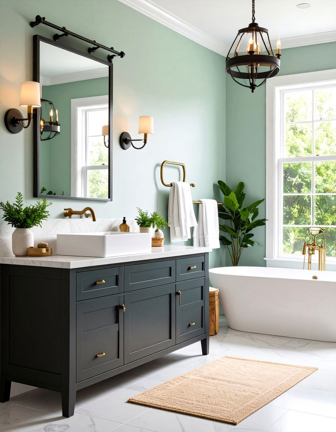 Farmhouse Bathroom Industrial Hardware Accents - 20 Farmhouse Bathroom Ideas
