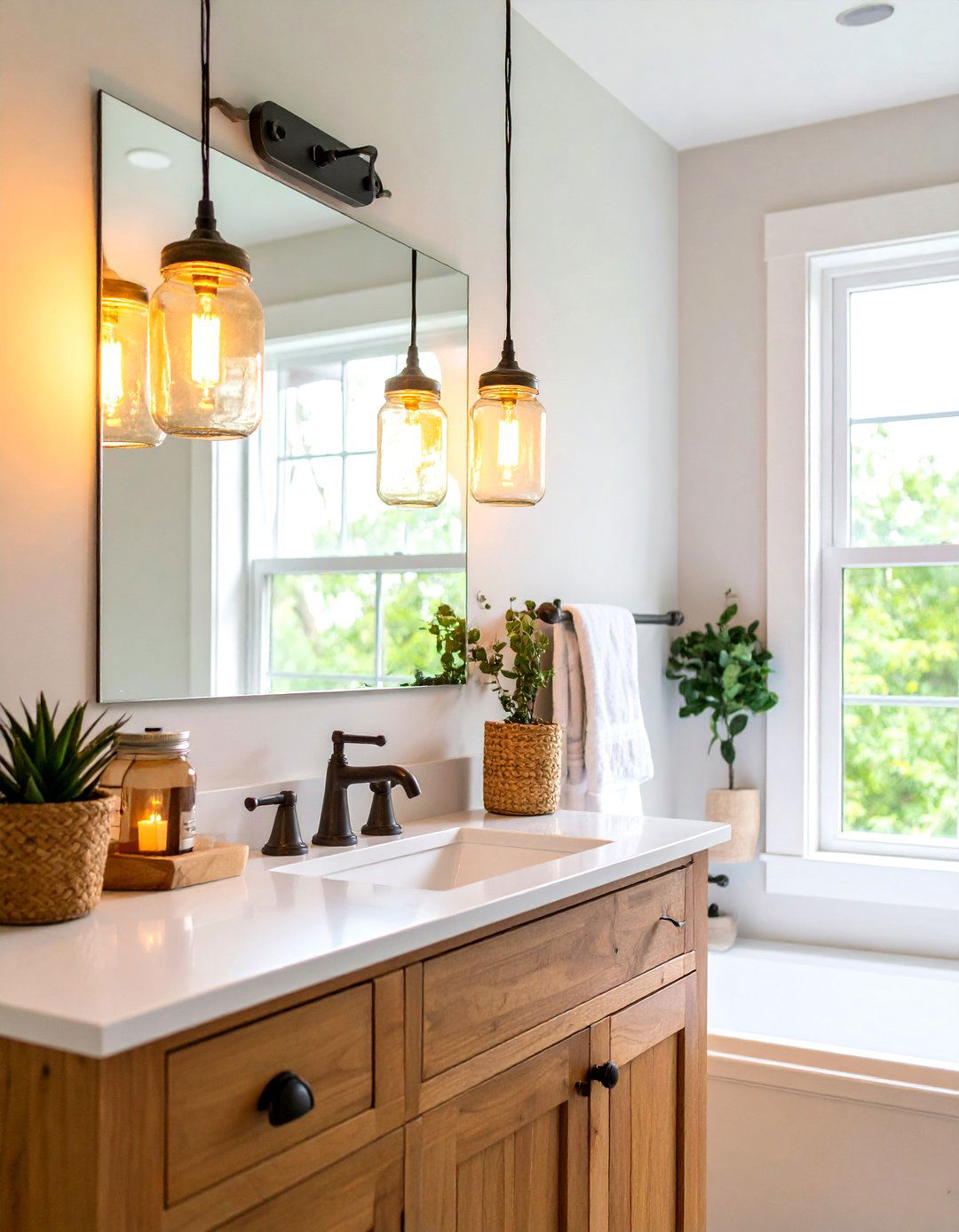 Farmhouse Bathroom Mason Jar Lighting Fixtures - 20 Farmhouse Bathroom Ideas