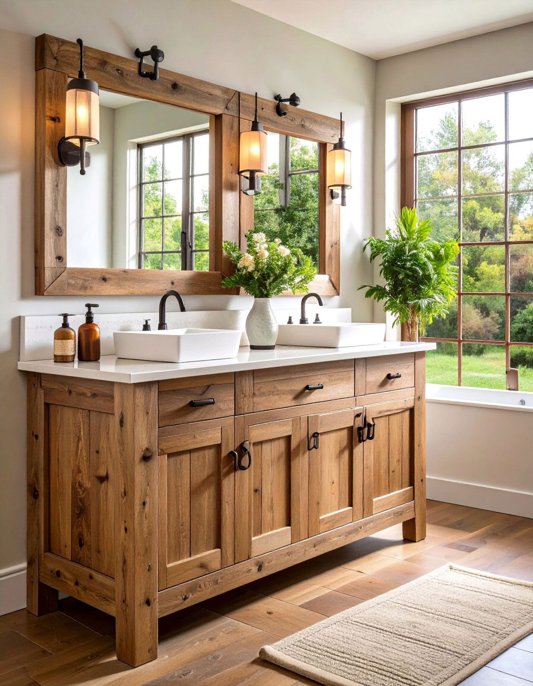 Farmhouse Bathroom Reclaimed Wood Vanity - 20 Farmhouse Bathroom Ideas