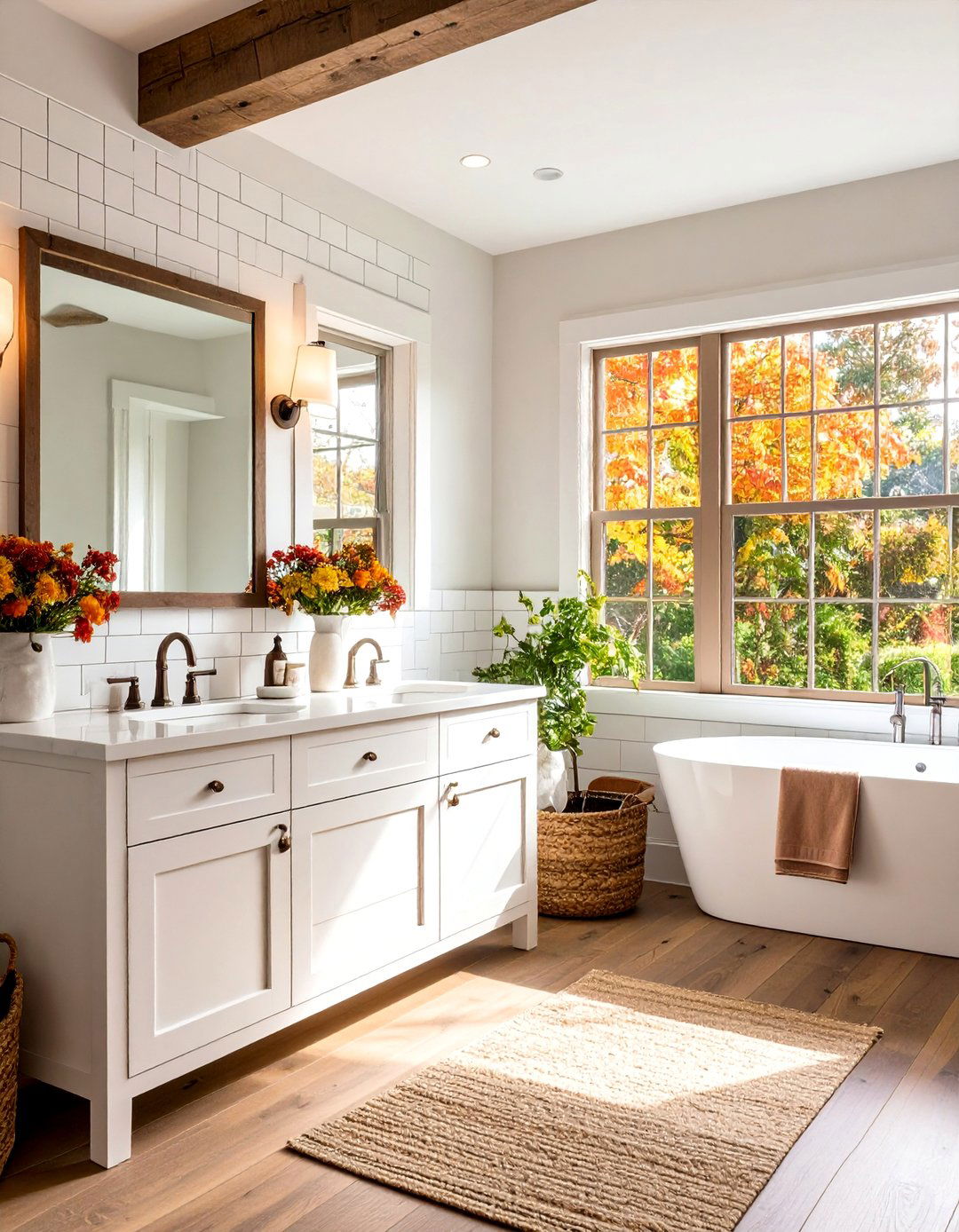 Farmhouse Bathroom Subway Tile Backsplash - 20 Farmhouse Bathroom Ideas