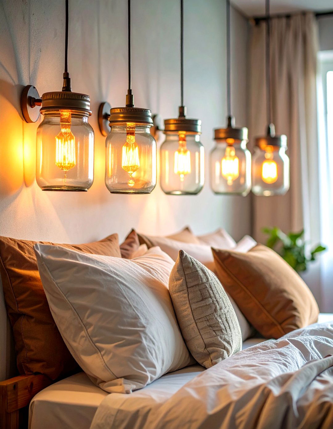 Farmhouse Bedroom Mason Jar Wall Sconce Lighting - 20 Farmhouse Bedroom Ideas