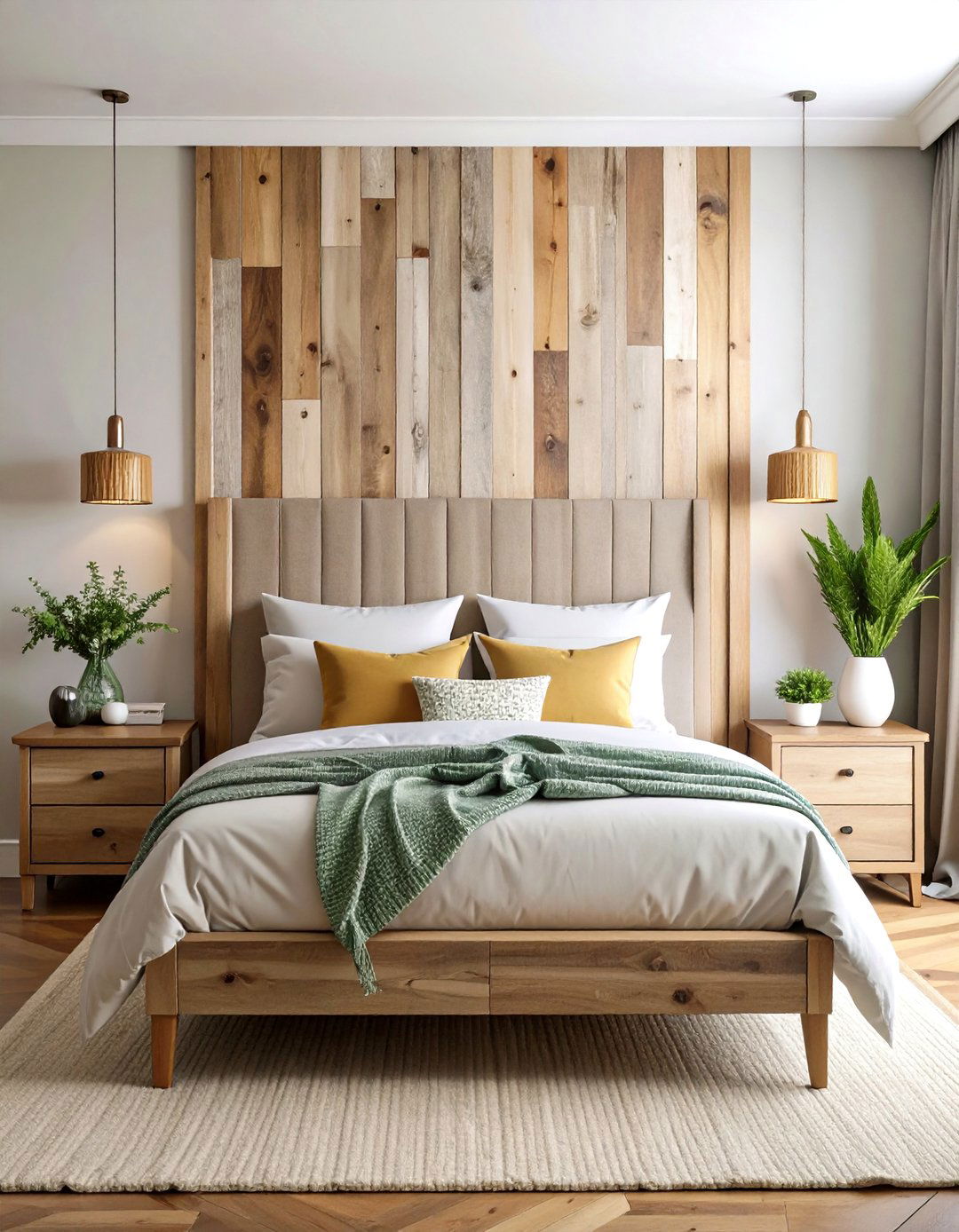 Farmhouse Bedroom Reclaimed Wood Headboard Statement - 20 Farmhouse Bedroom Ideas