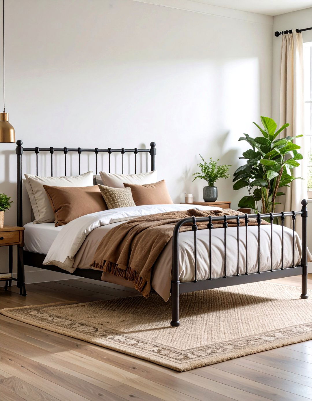 Farmhouse Bedroom Rustic Iron Bed Frame Centerpiece - 20 Farmhouse Bedroom Ideas
