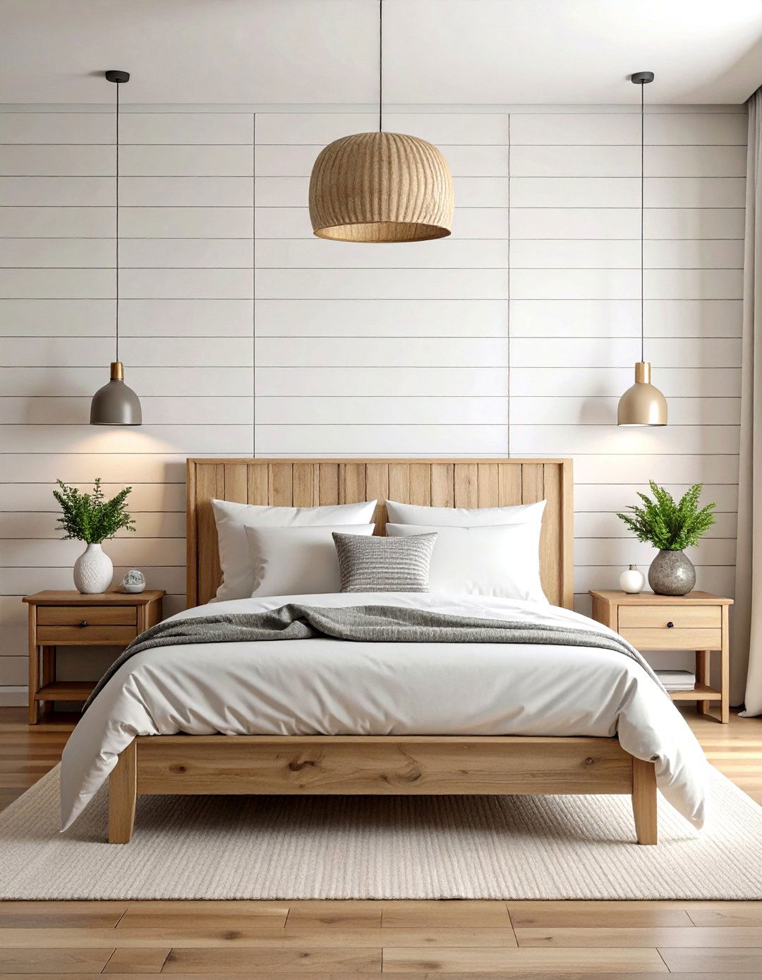 Farmhouse Bedroom Shiplap Accent Wall Behind Headboard - 20 Farmhouse Bedroom Ideas