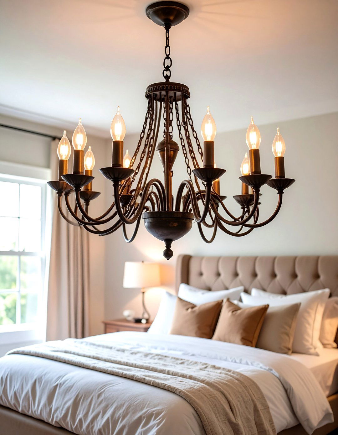 Farmhouse Bedroom Vintage Chandelier Lighting Focus - 20 Farmhouse Bedroom Ideas