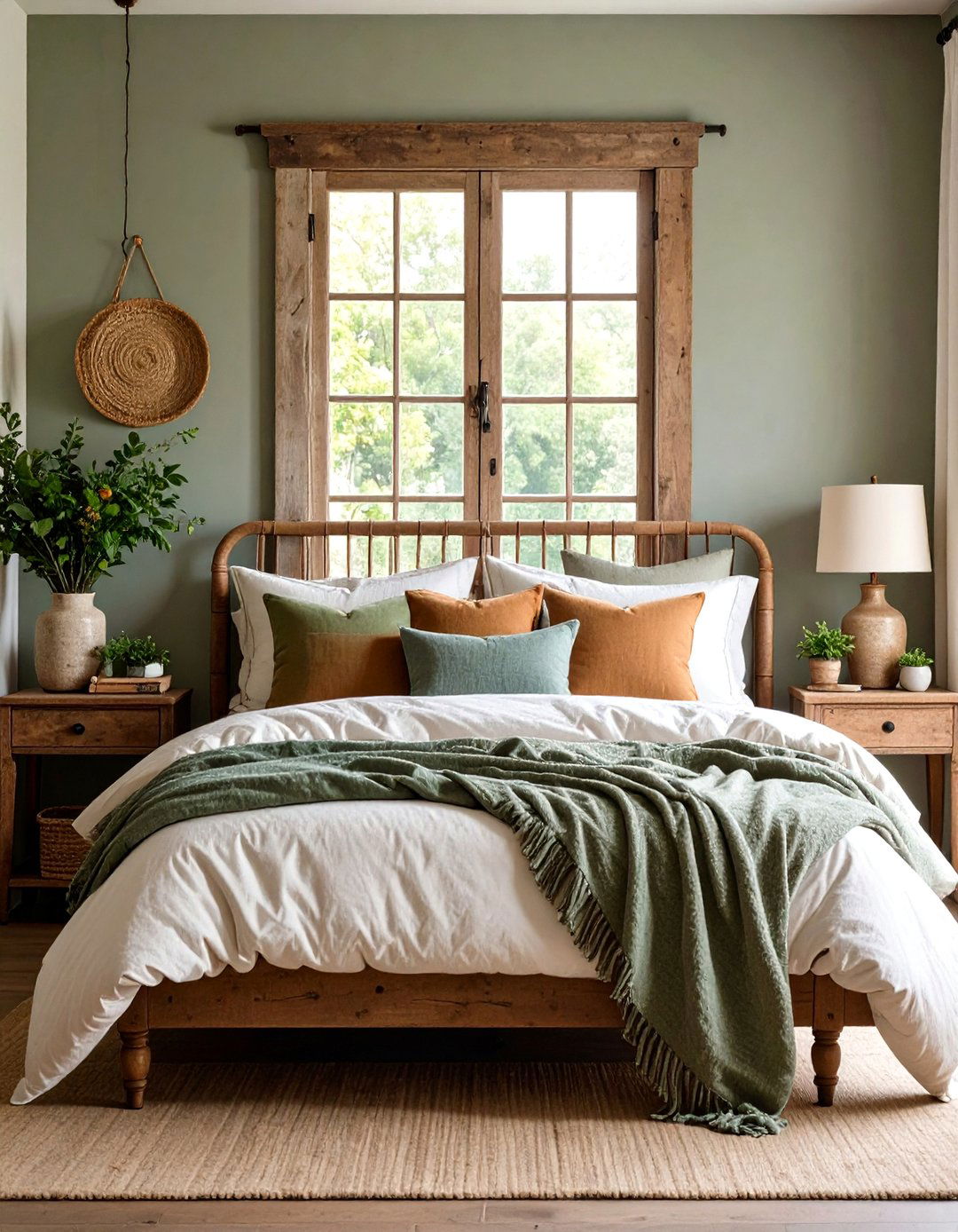 Farmhouse Bedroom Vintage Window Frame Decorative Display - 20 Farmhouse Bedroom Ideas