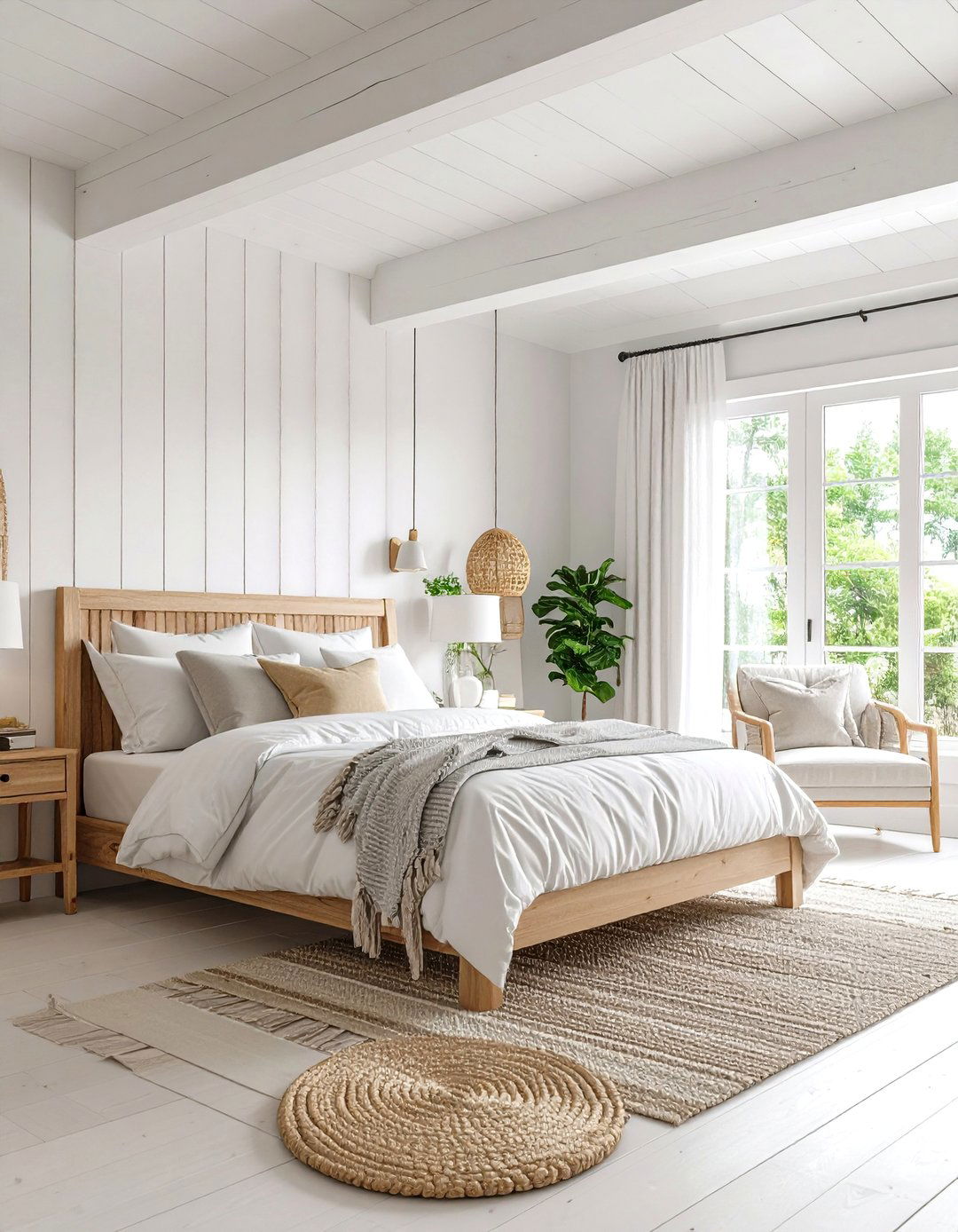 Farmhouse Bedroom White washed Wood Elements Integration - 20 Farmhouse Bedroom Ideas