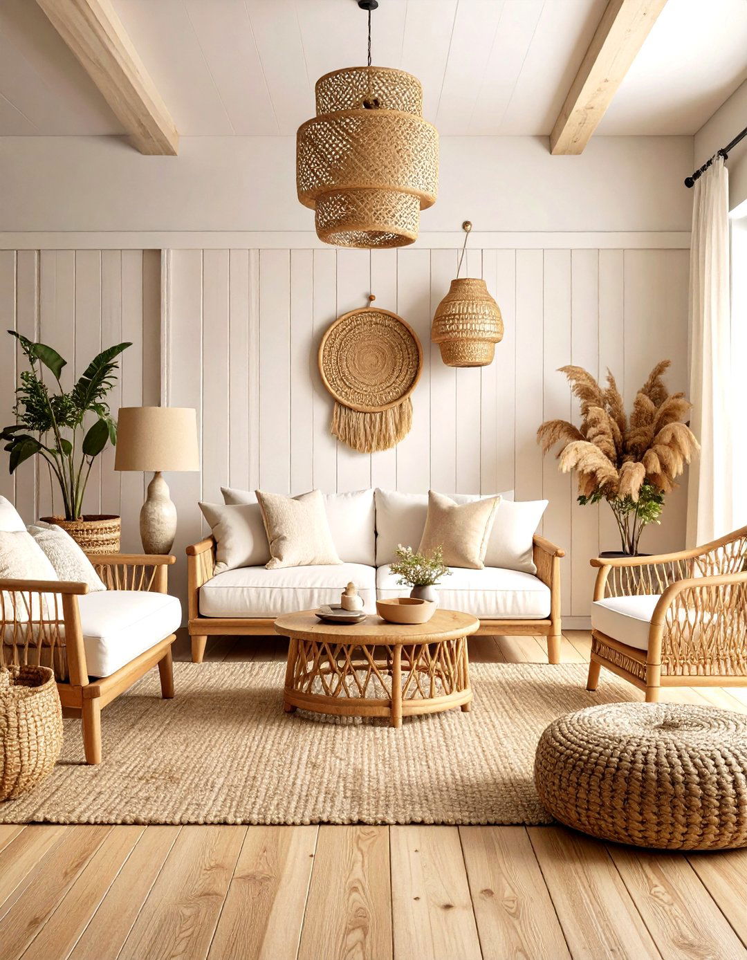 Farmhouse Chic Panelling - 20 Dulux Egyptian Cotton Living Room Ideas