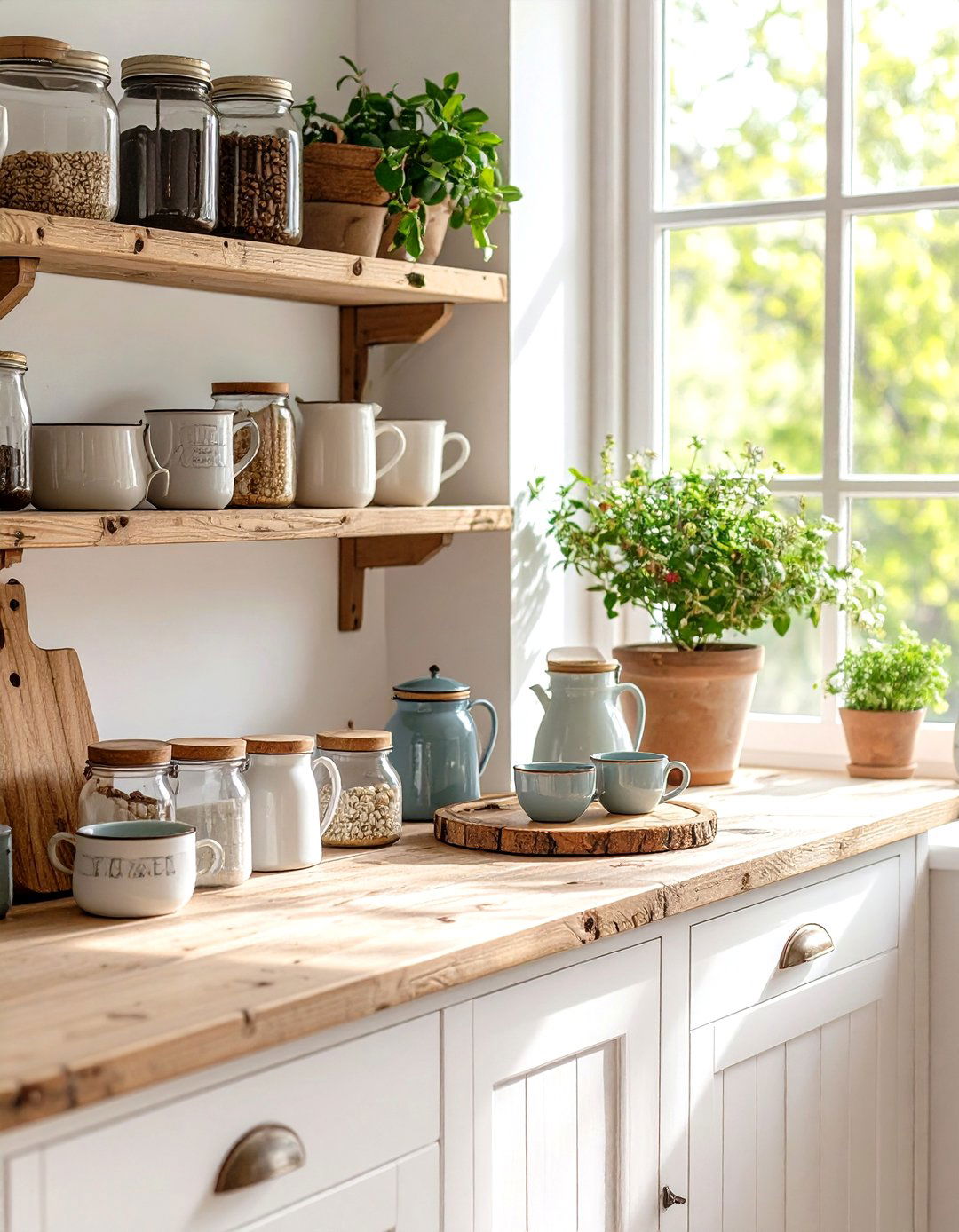 Farmhouse Coffee Station with Rustic Charm - 20 Coffee Station Ideas