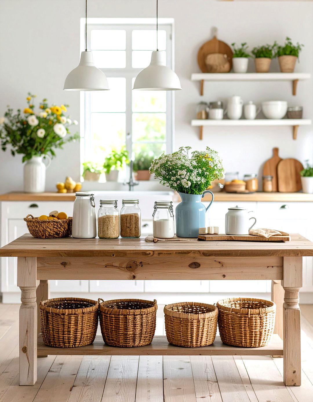 Farmhouse Console Table with Country Kitchen Elements - 20 Console Table Decor Ideas