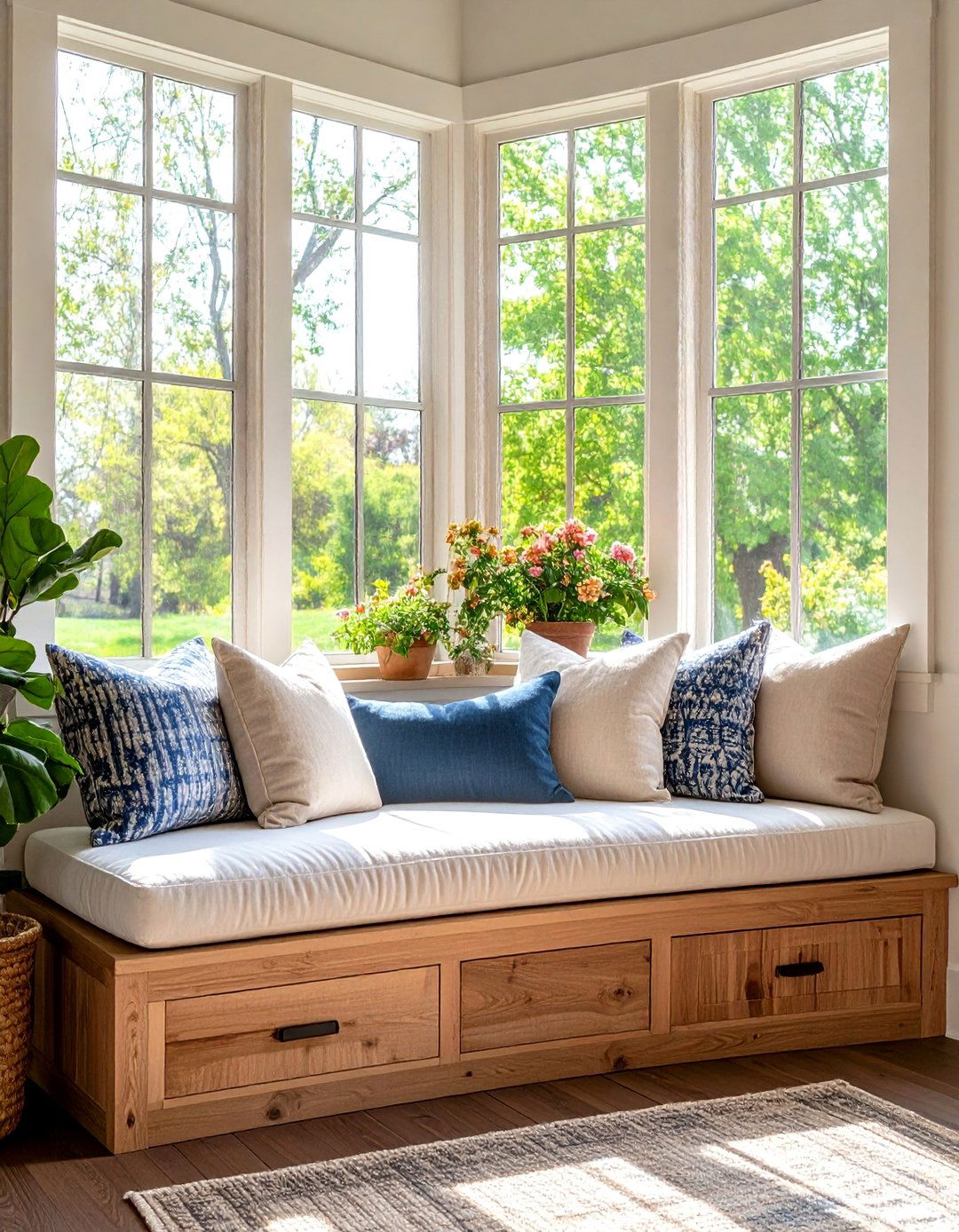 Farmhouse Entryway Built in Window Seat Nook - 20 Farmhouse Entryway Ideas