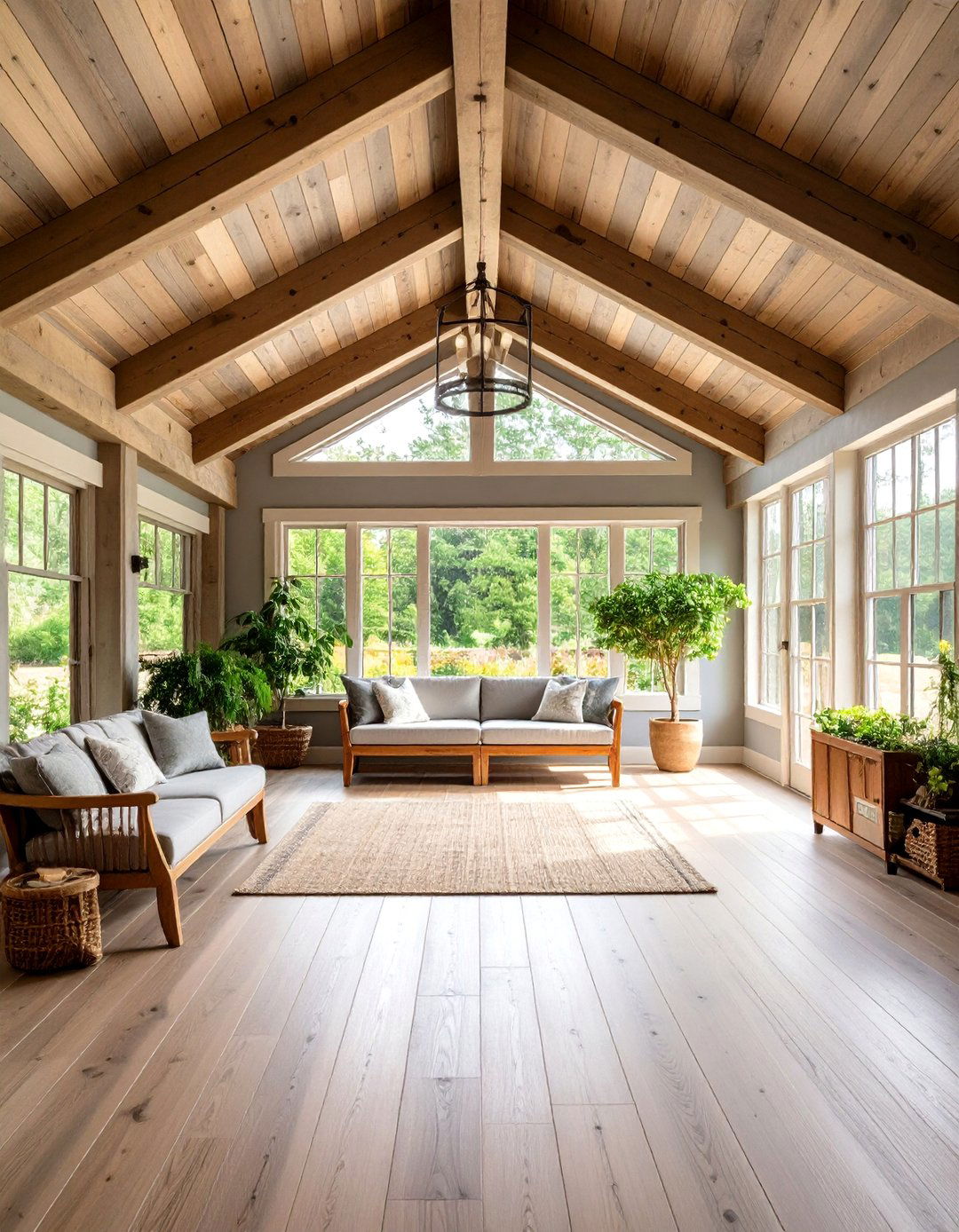 Farmhouse Entryway Exposed Ceiling Beam Display - 20 Farmhouse Entryway Ideas