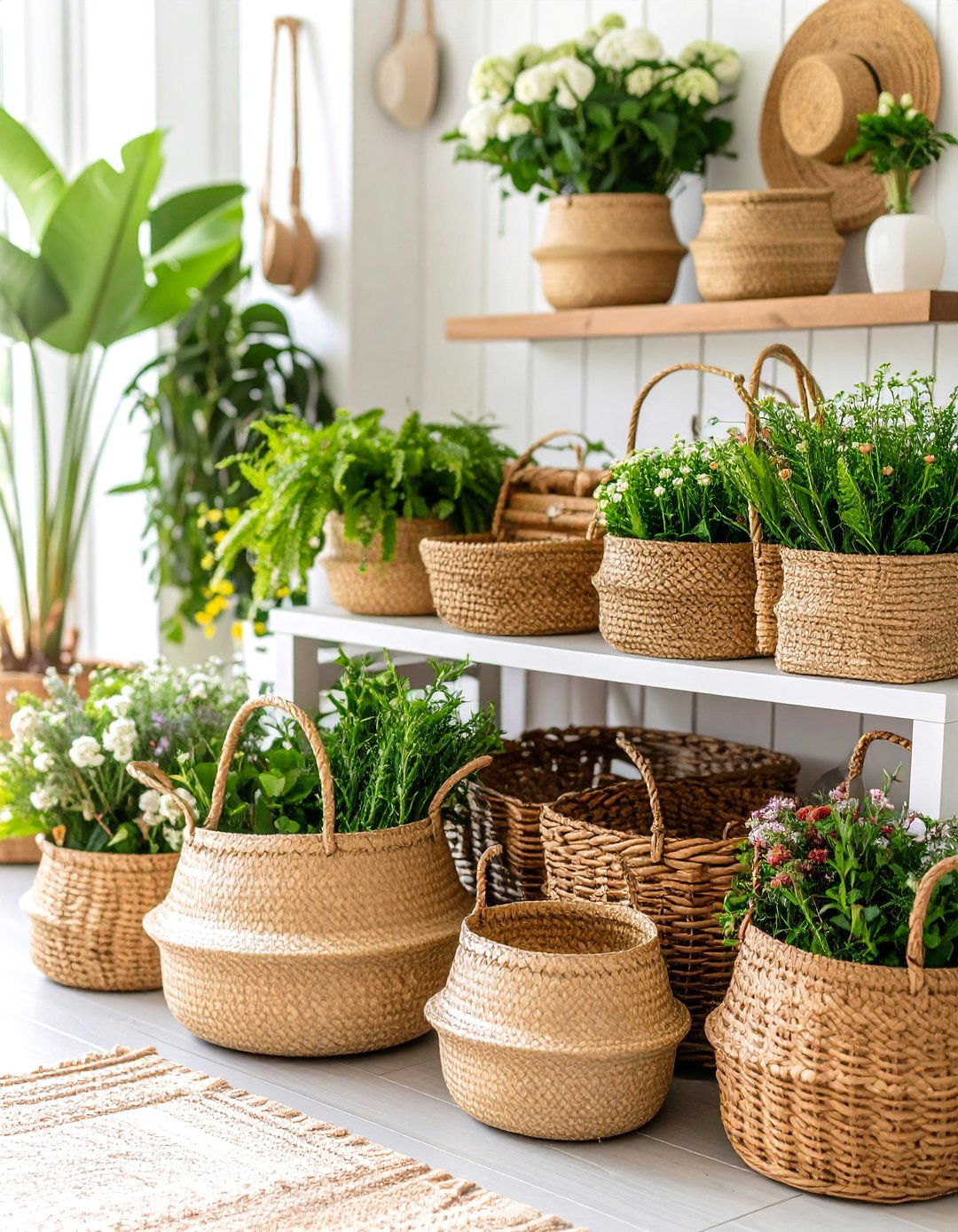 Farmhouse Entryway Natural Fiber Baskets - 20 Farmhouse Entryway Ideas