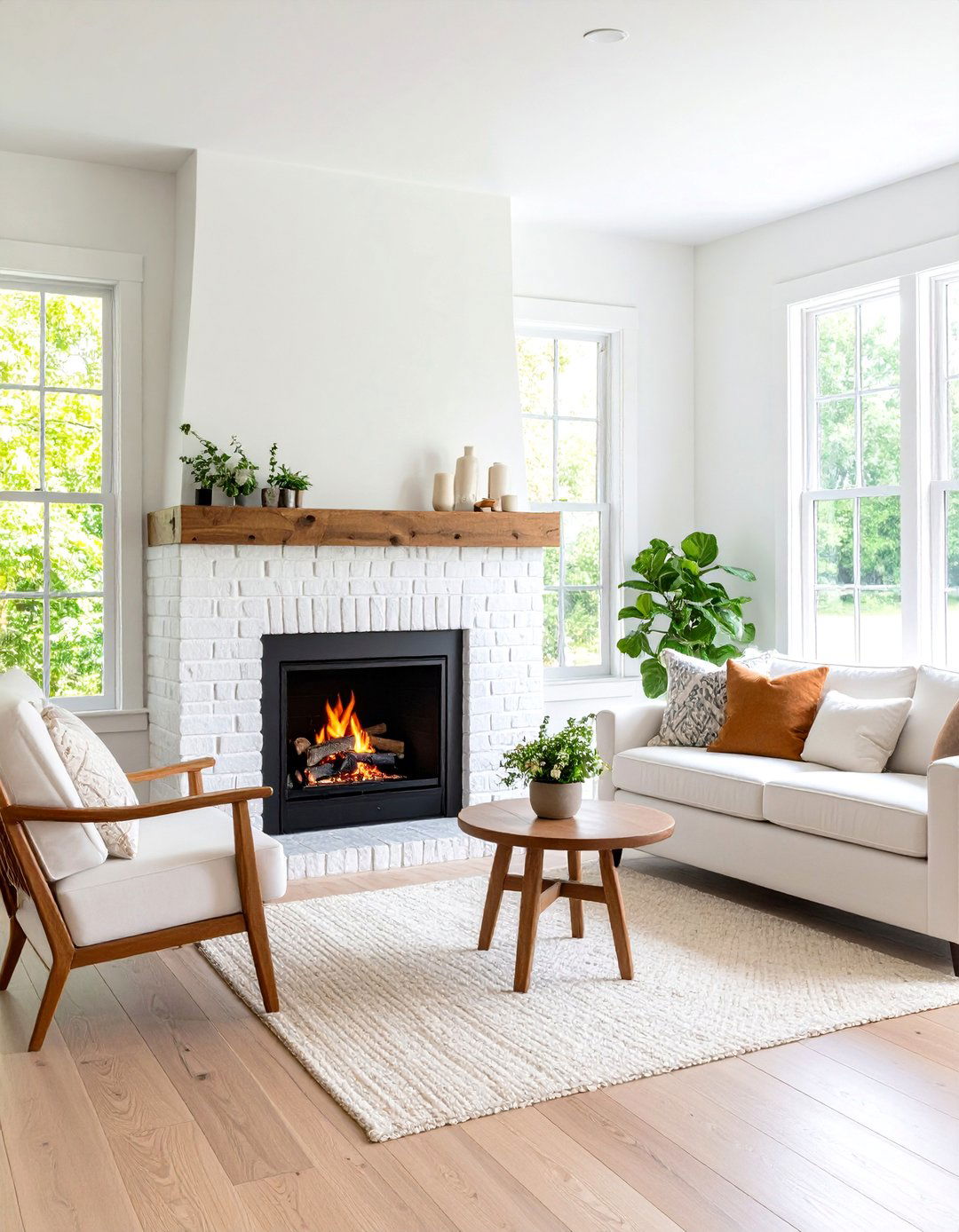 Farmhouse Fireplace Whitewashed Brick Tile - 20 Farmhouse Fireplace Tile Ideas
