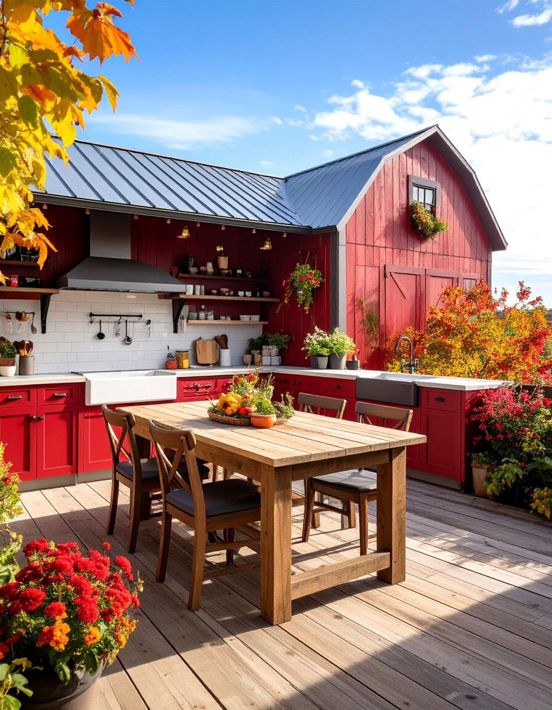 Farmhouse Inspired Rooftop Kitchen - 20 Rooftop Kitchen Ideas
