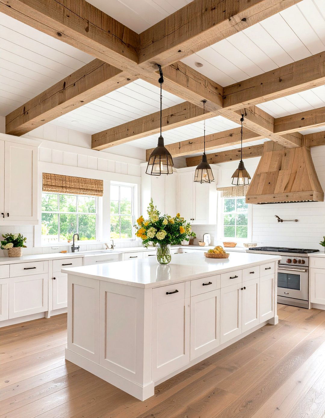 Farmhouse Kitchen Window Treatments with Natural Fabrics - 20 Farmhouse Kitchen Ideas