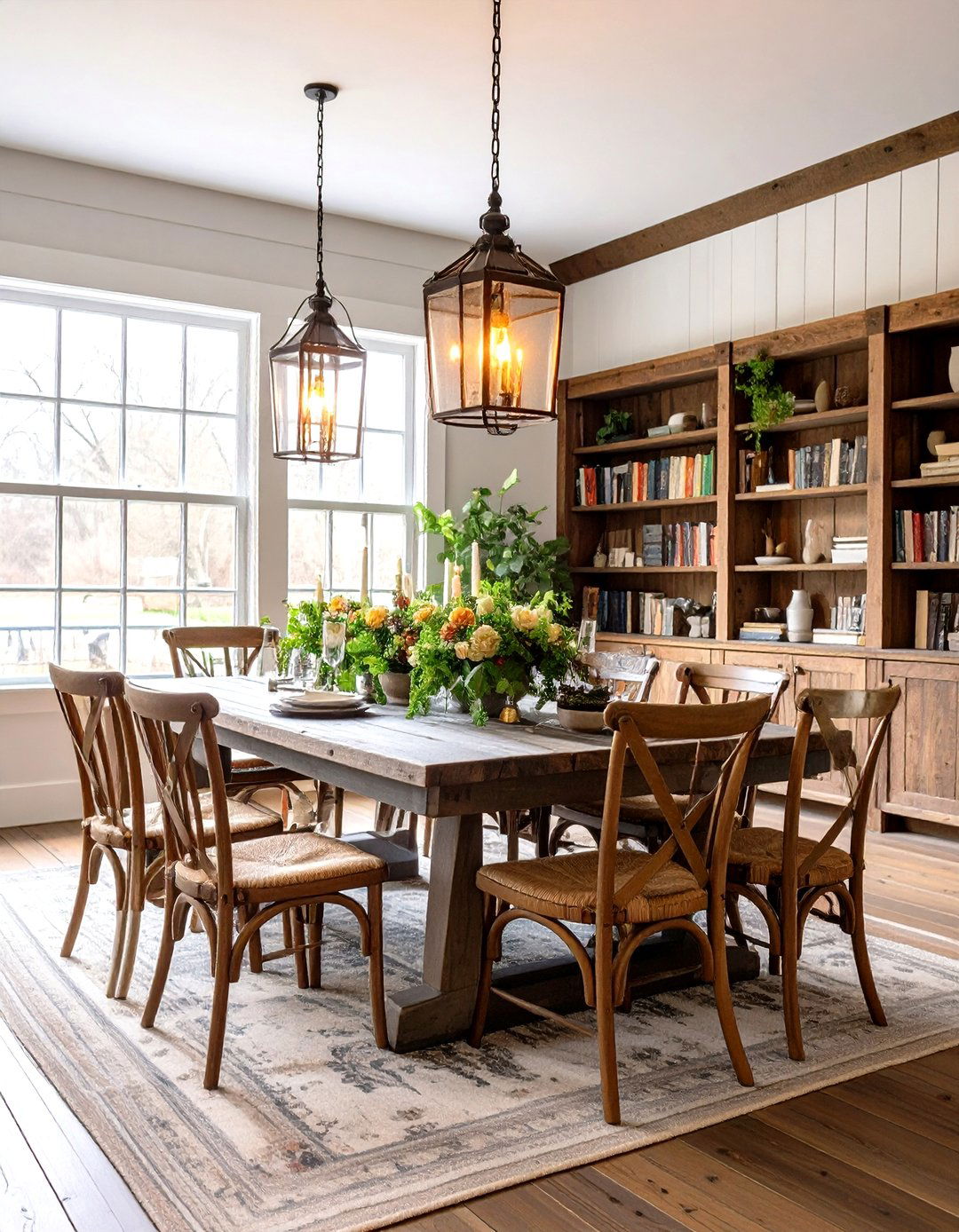 Farmhouse Library Dining Room Design - 20 Library Dining Room Combo Ideas