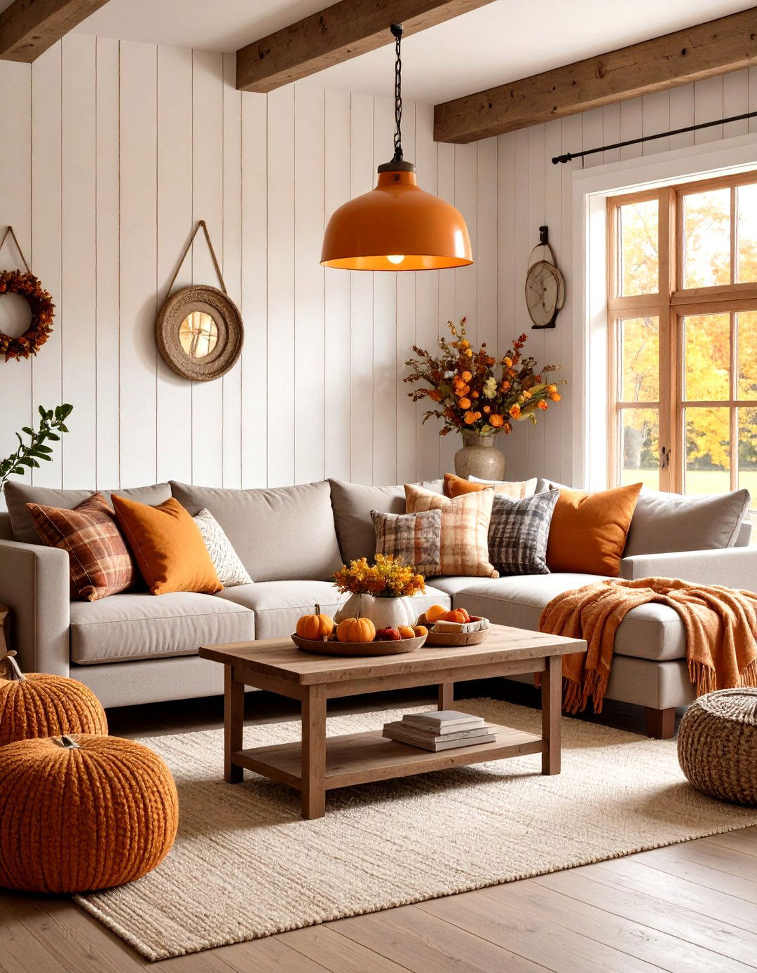 Farmhouse Orange and Blue Living Room - 20 orange and blue living room ideas